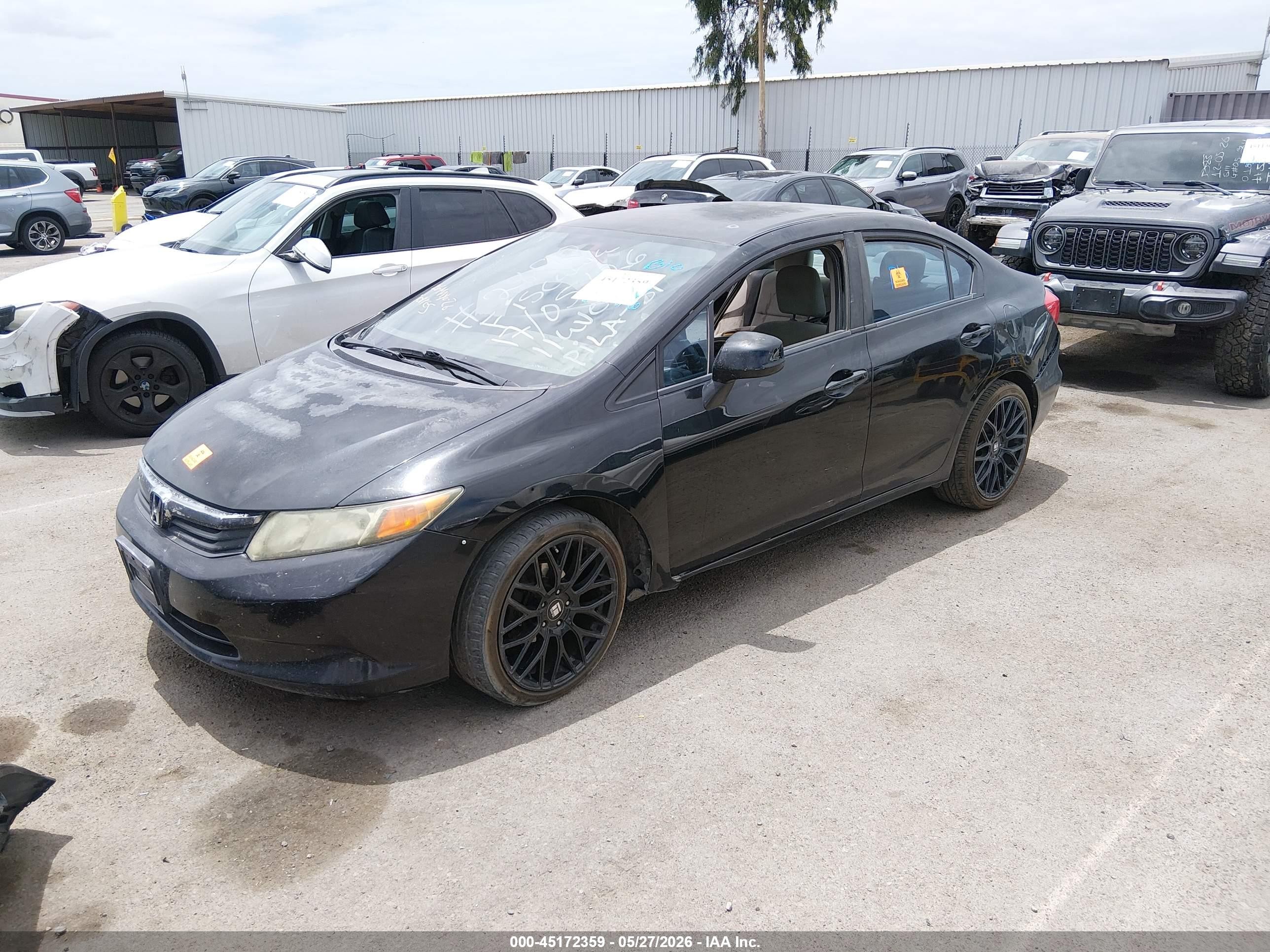 2012 Honda Civic Lx Black vin: 19XFB2F52CE302890