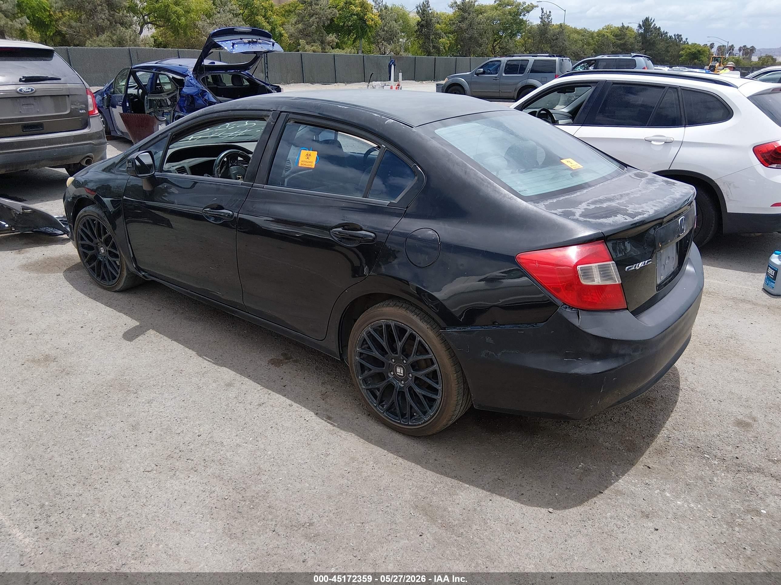 2012 Honda Civic Lx Black vin: 19XFB2F52CE302890