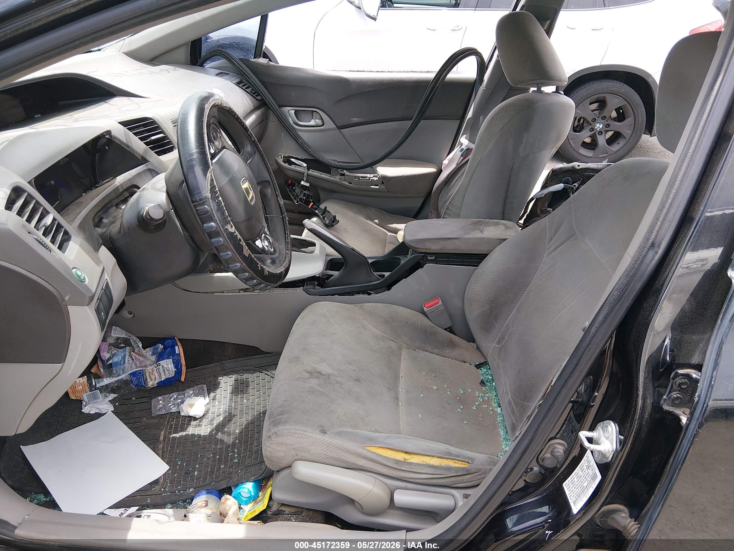2012 Honda Civic Lx Black vin: 19XFB2F52CE302890