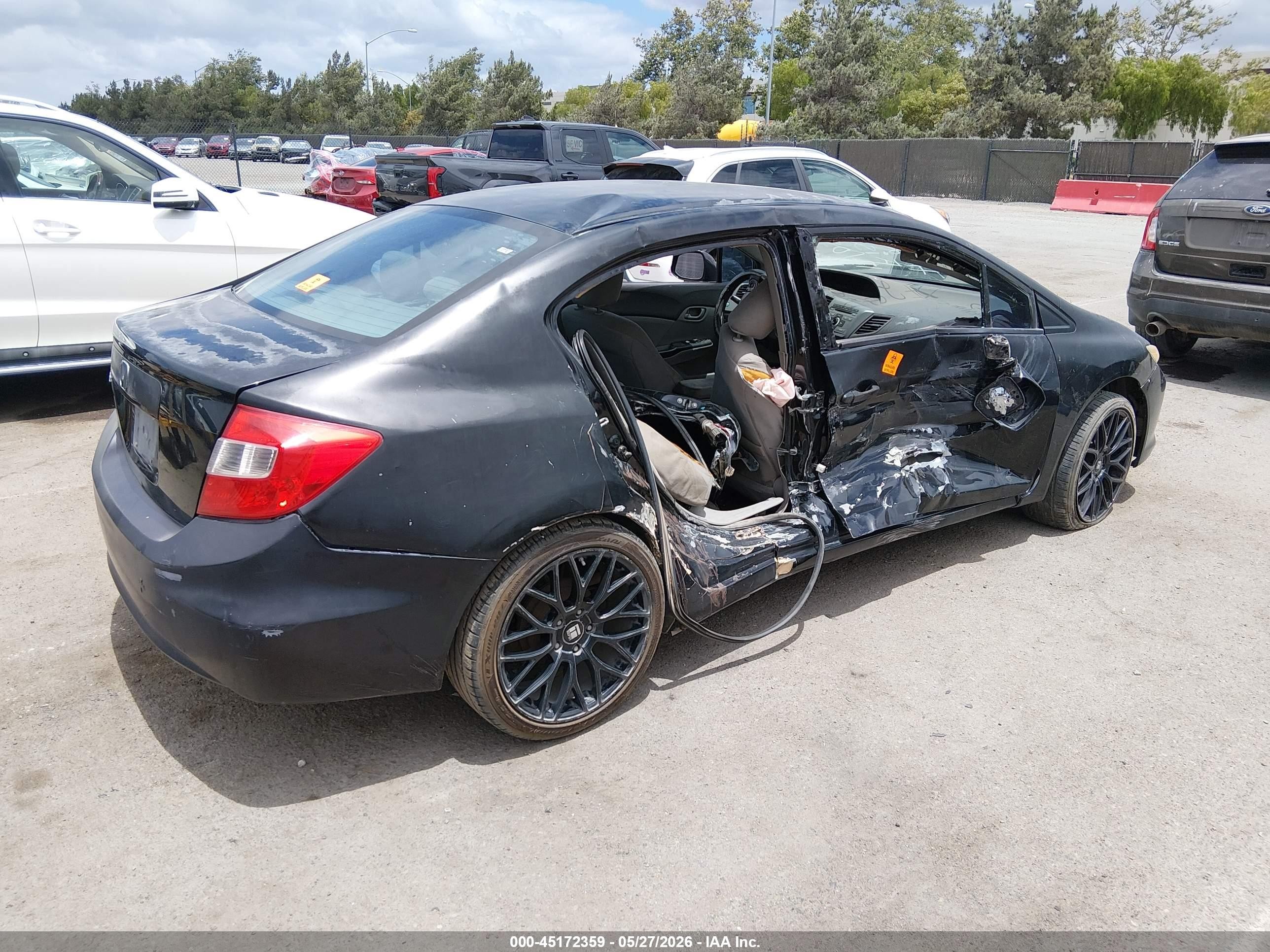 2012 Honda Civic Lx Black vin: 19XFB2F52CE302890