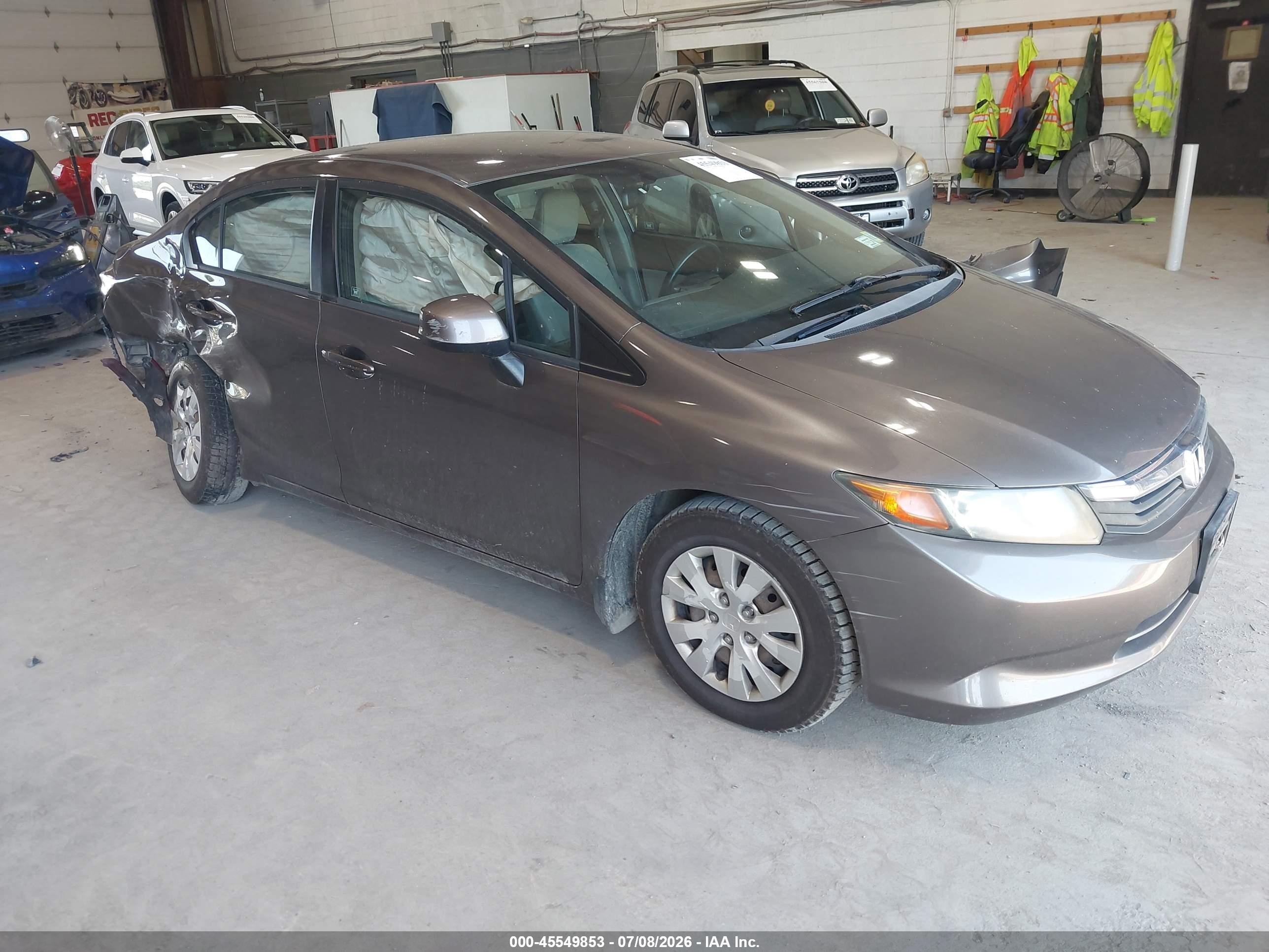 2012 Honda Civic Lx Gray vin: 19XFB2F52CE309158