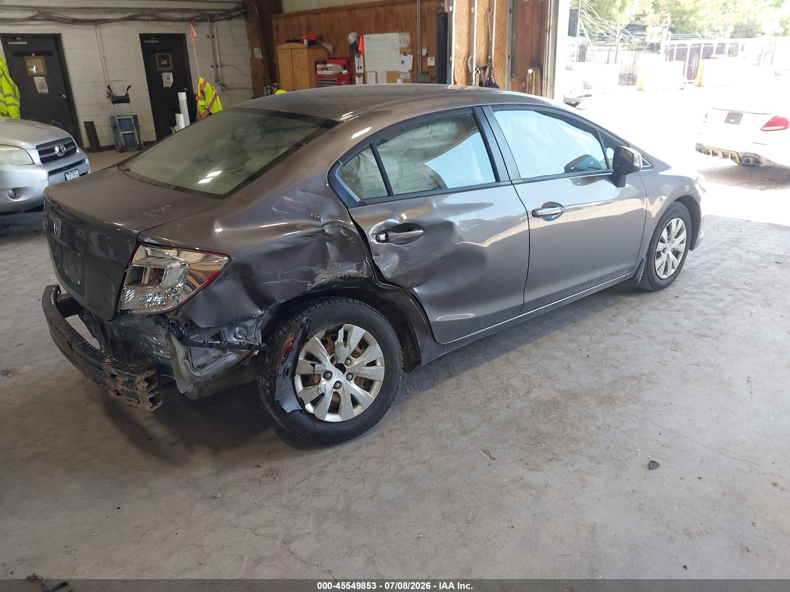2012 Honda Civic Lx Gray vin: 19XFB2F52CE309158
