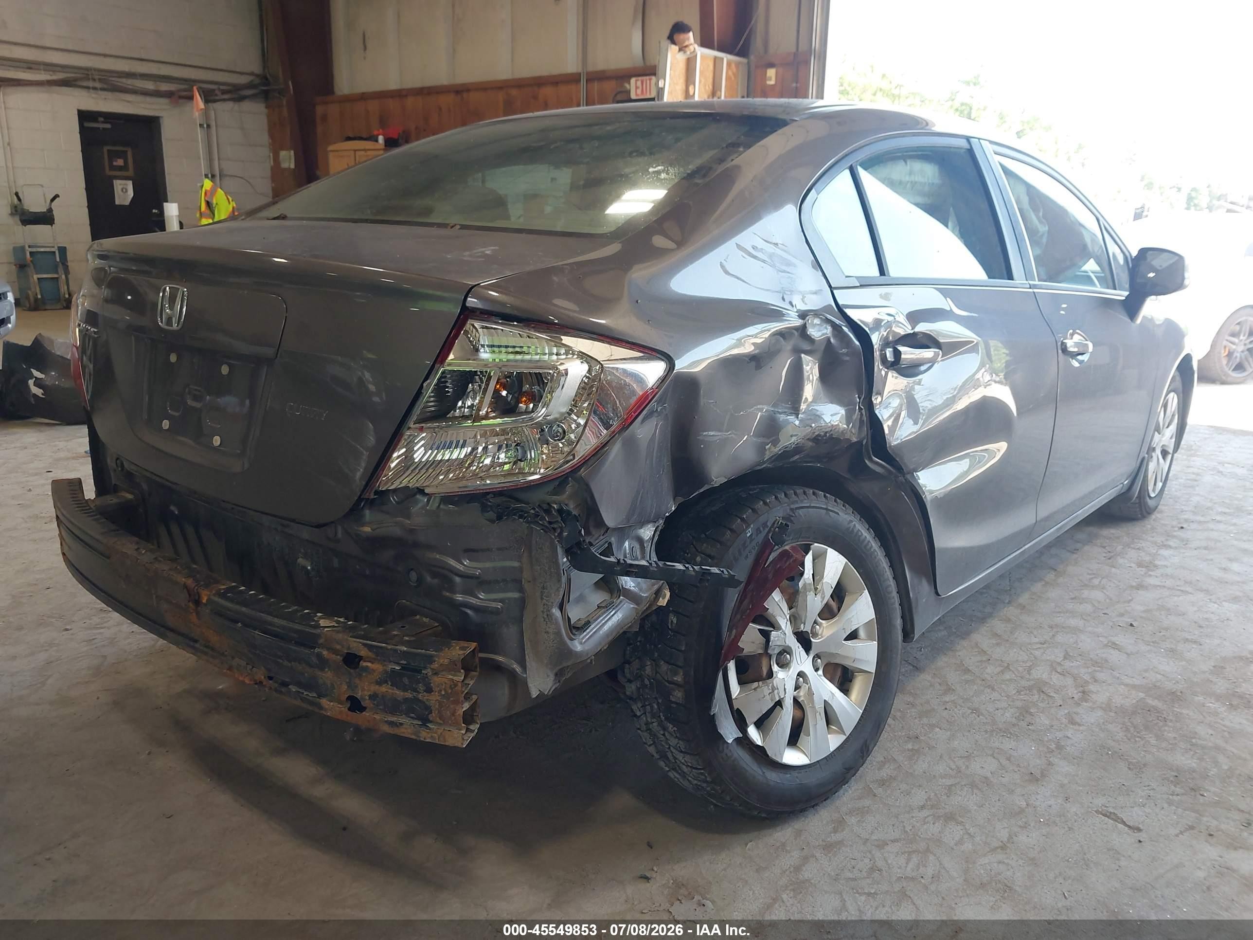 2012 Honda Civic Lx Gray vin: 19XFB2F52CE309158