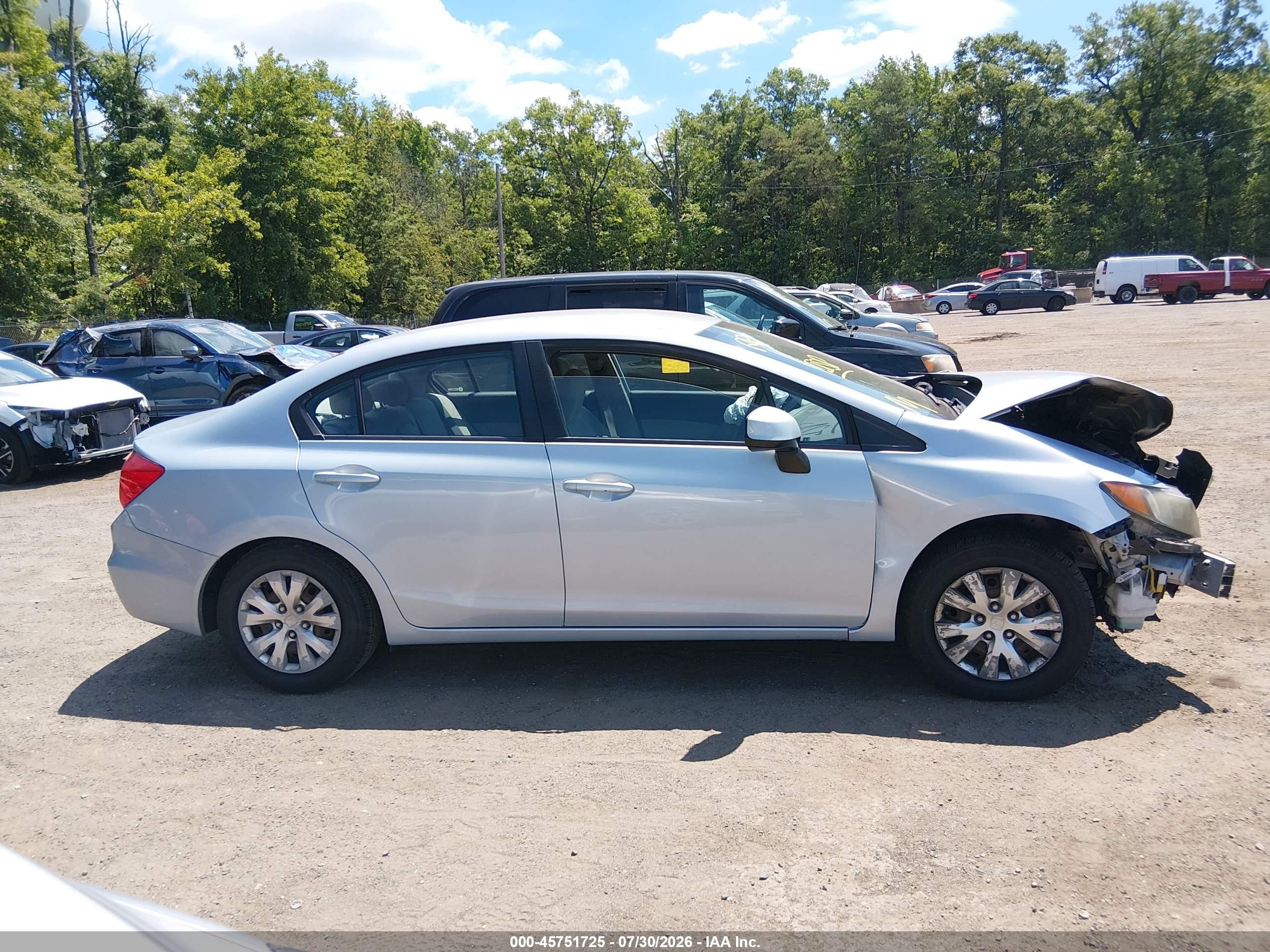 2012 Honda Civic Lx Light Blue vin: 19XFB2F52CE332908