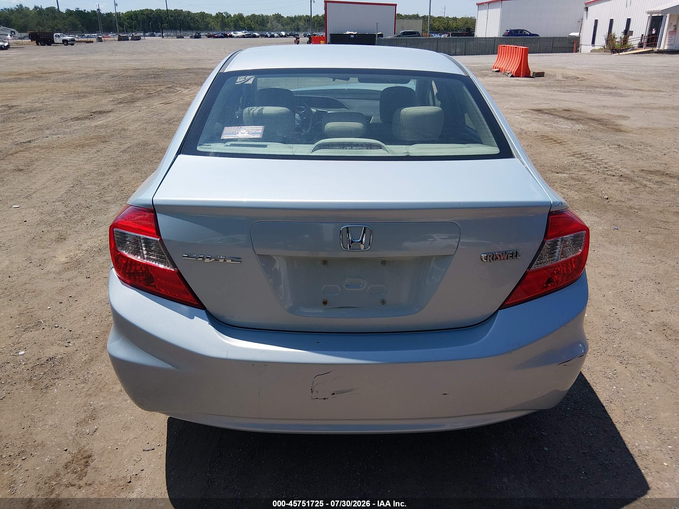 2012 Honda Civic Lx Light Blue vin: 19XFB2F52CE332908