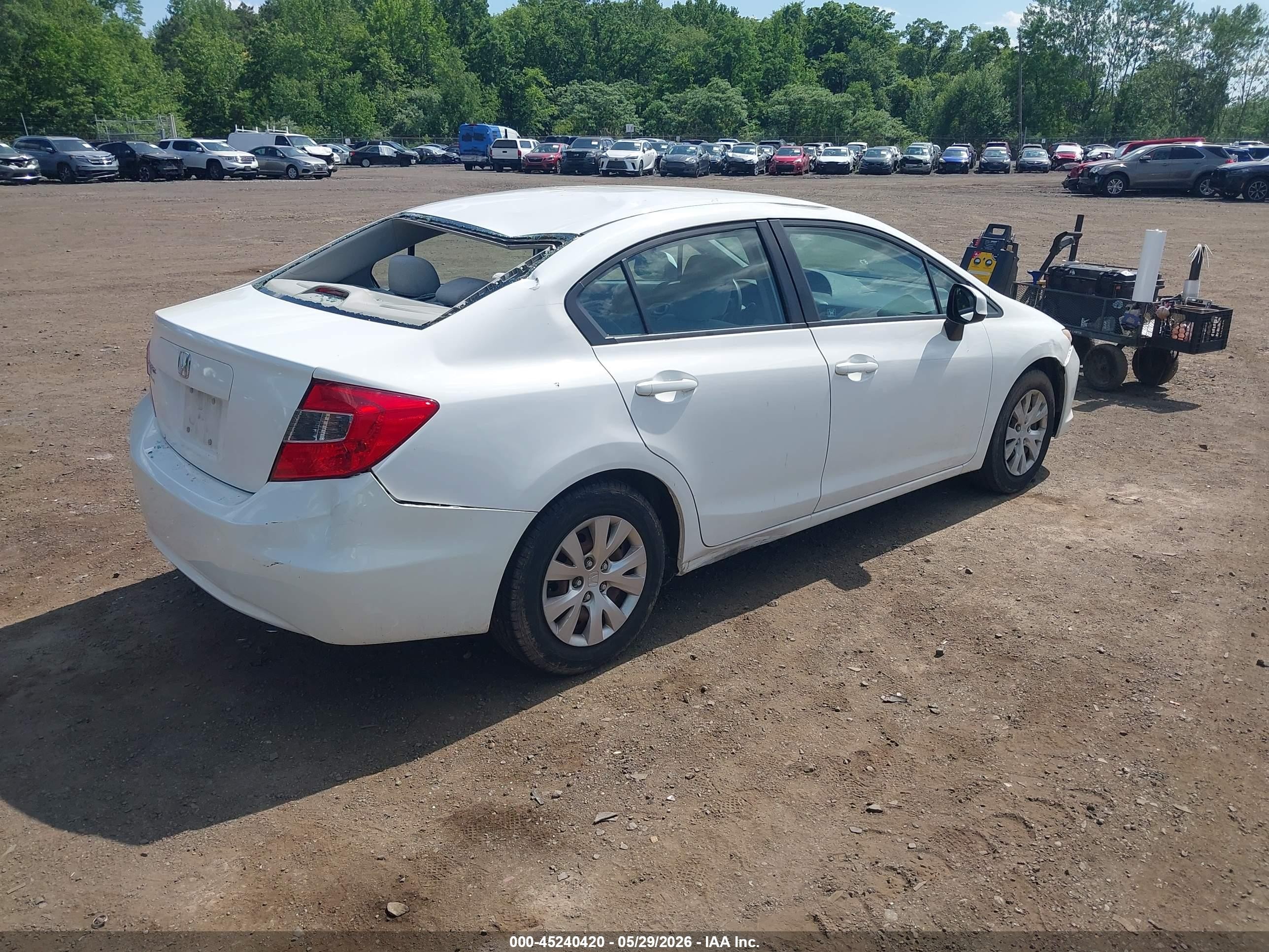 2012 Honda Civic Lx White vin: 19XFB2F52CE344573