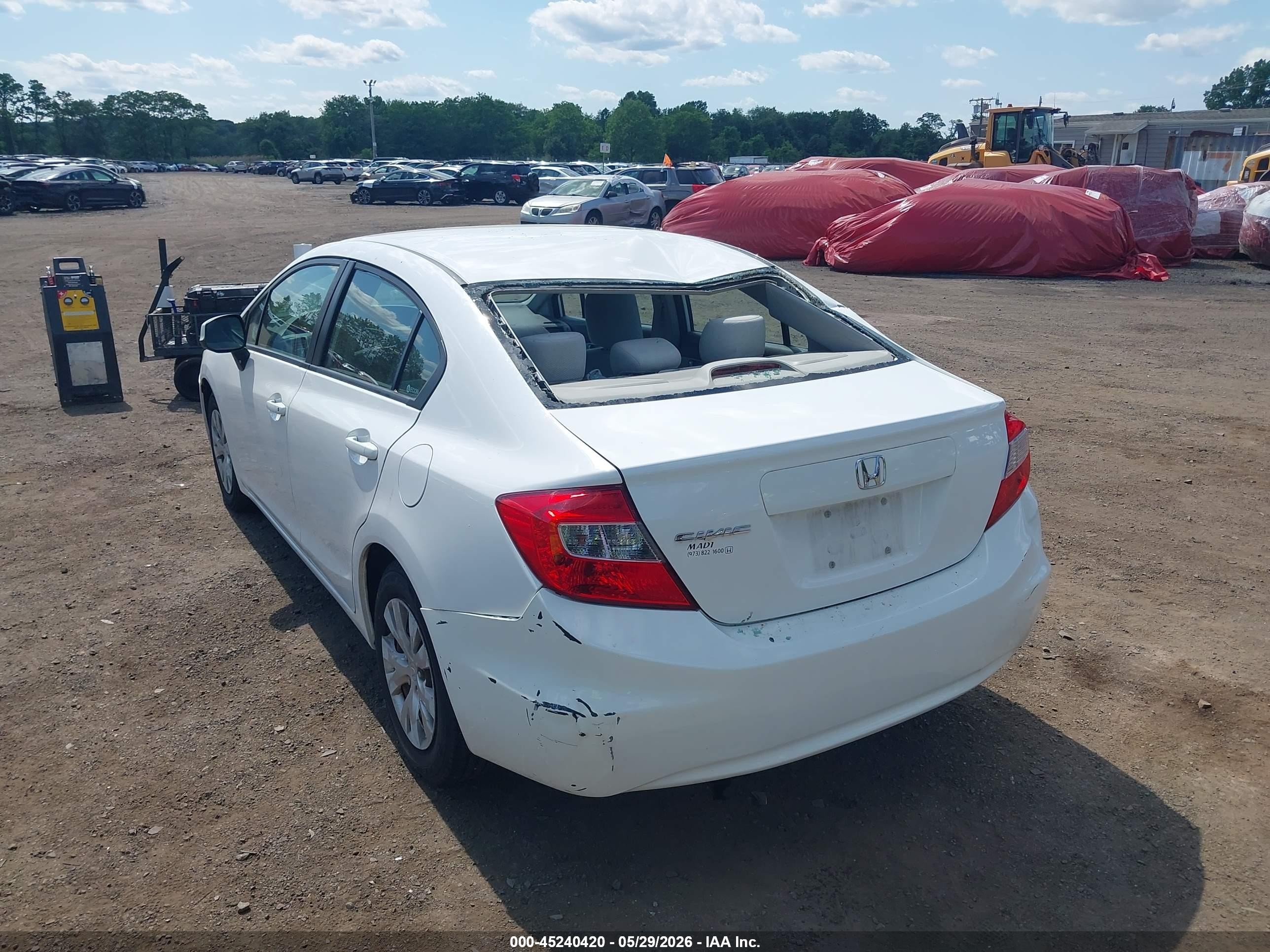 2012 Honda Civic Lx White vin: 19XFB2F52CE344573
