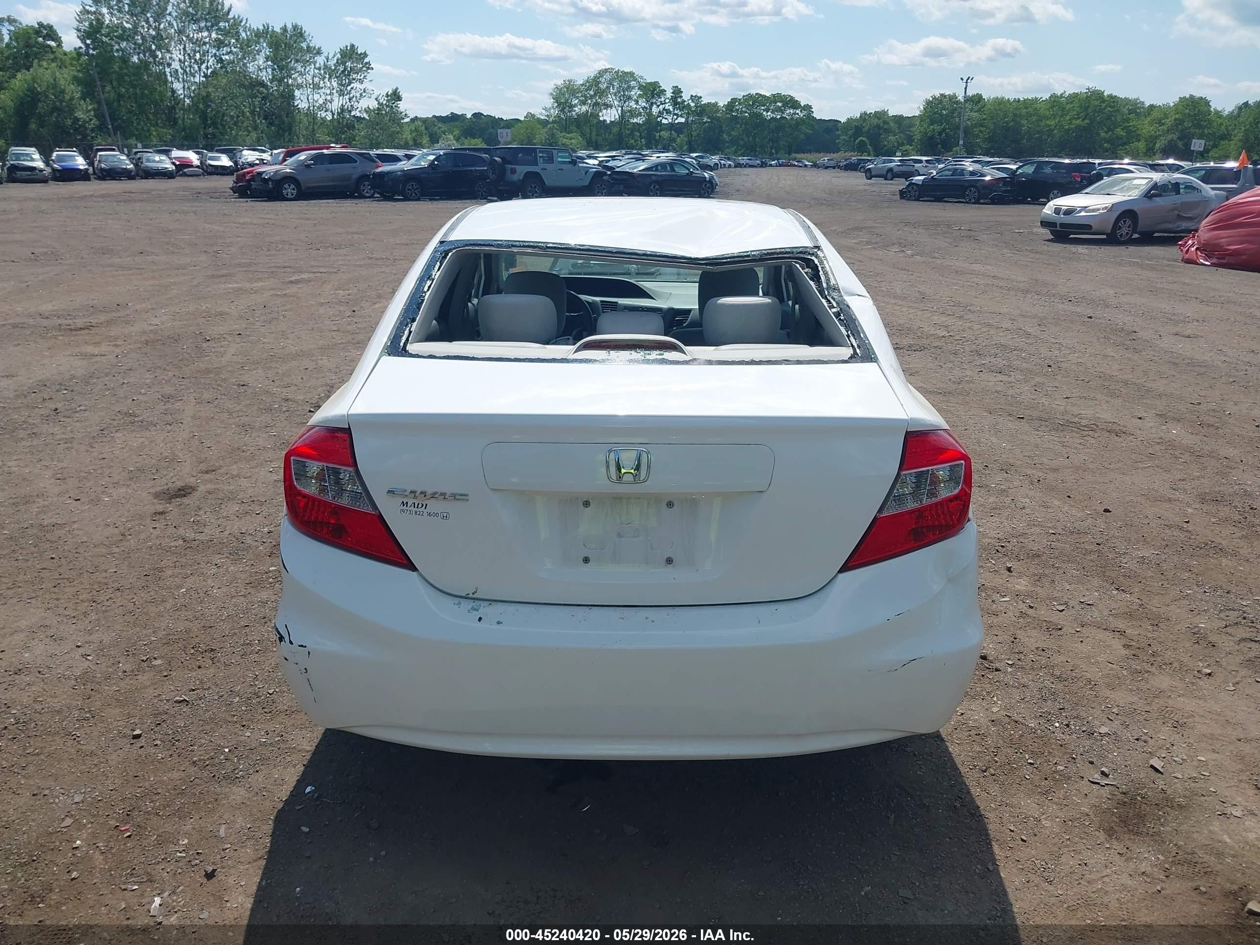 2012 Honda Civic Lx White vin: 19XFB2F52CE344573