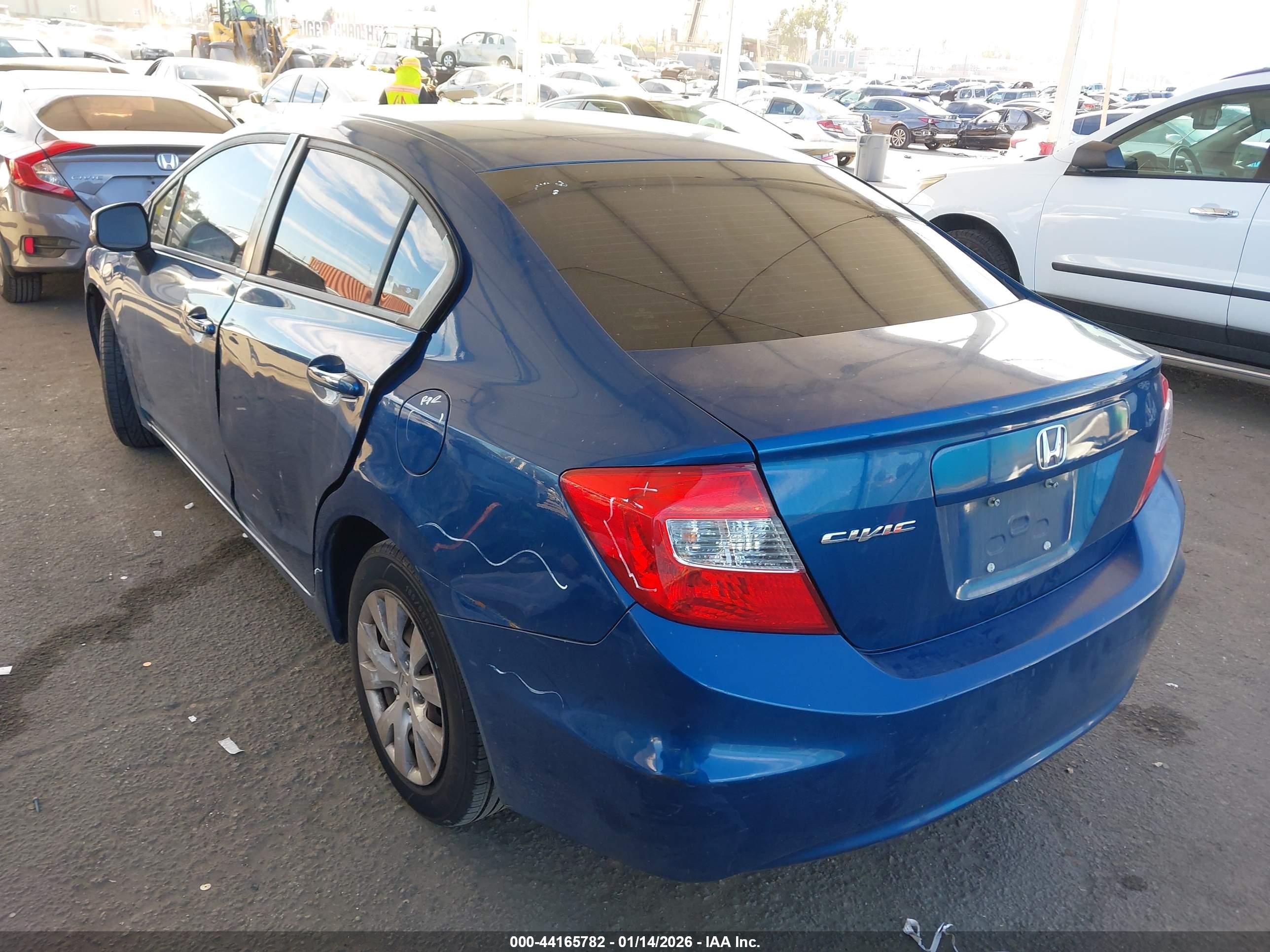 2012 Honda Civic Lx Blue vin: 19XFB2F52CE345528