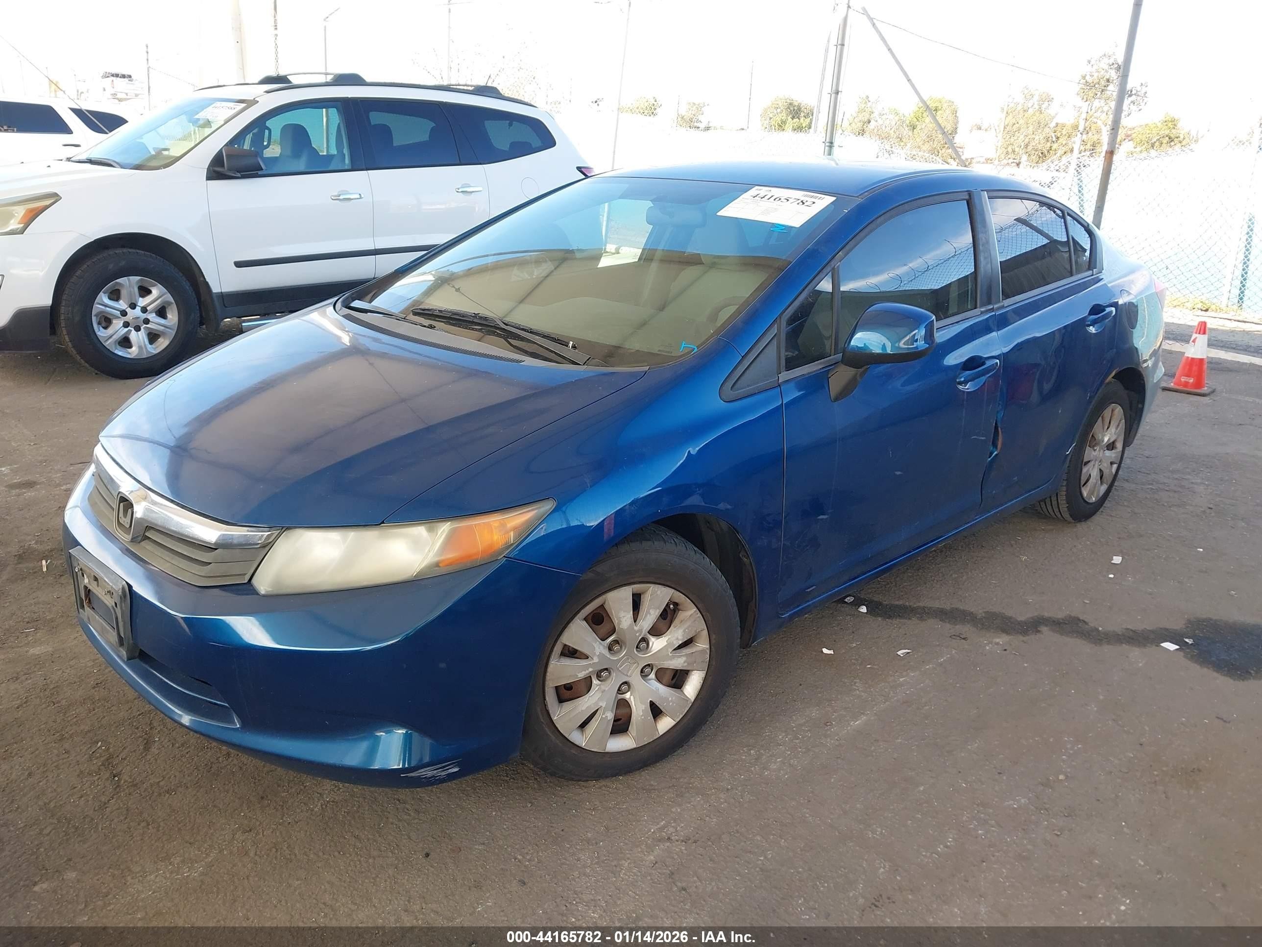 2012 Honda Civic Lx Blue vin: 19XFB2F52CE345528