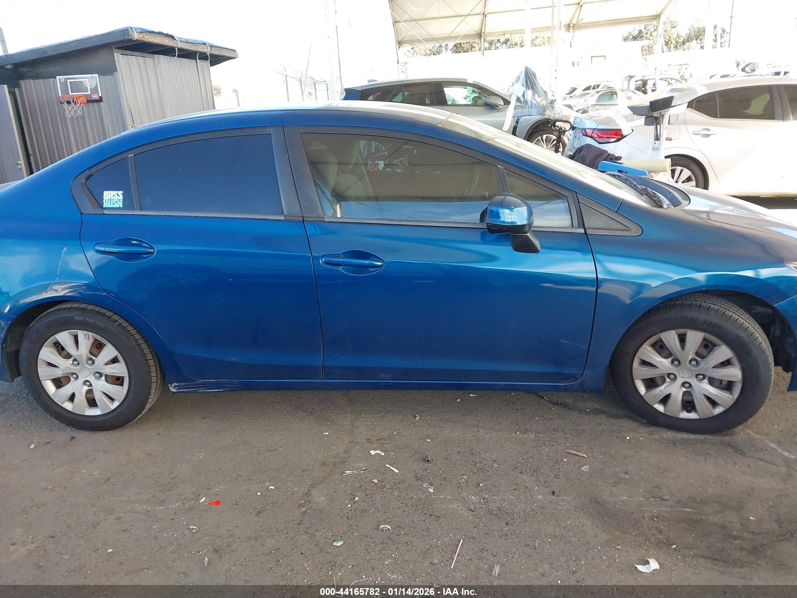 2012 Honda Civic Lx Blue vin: 19XFB2F52CE345528