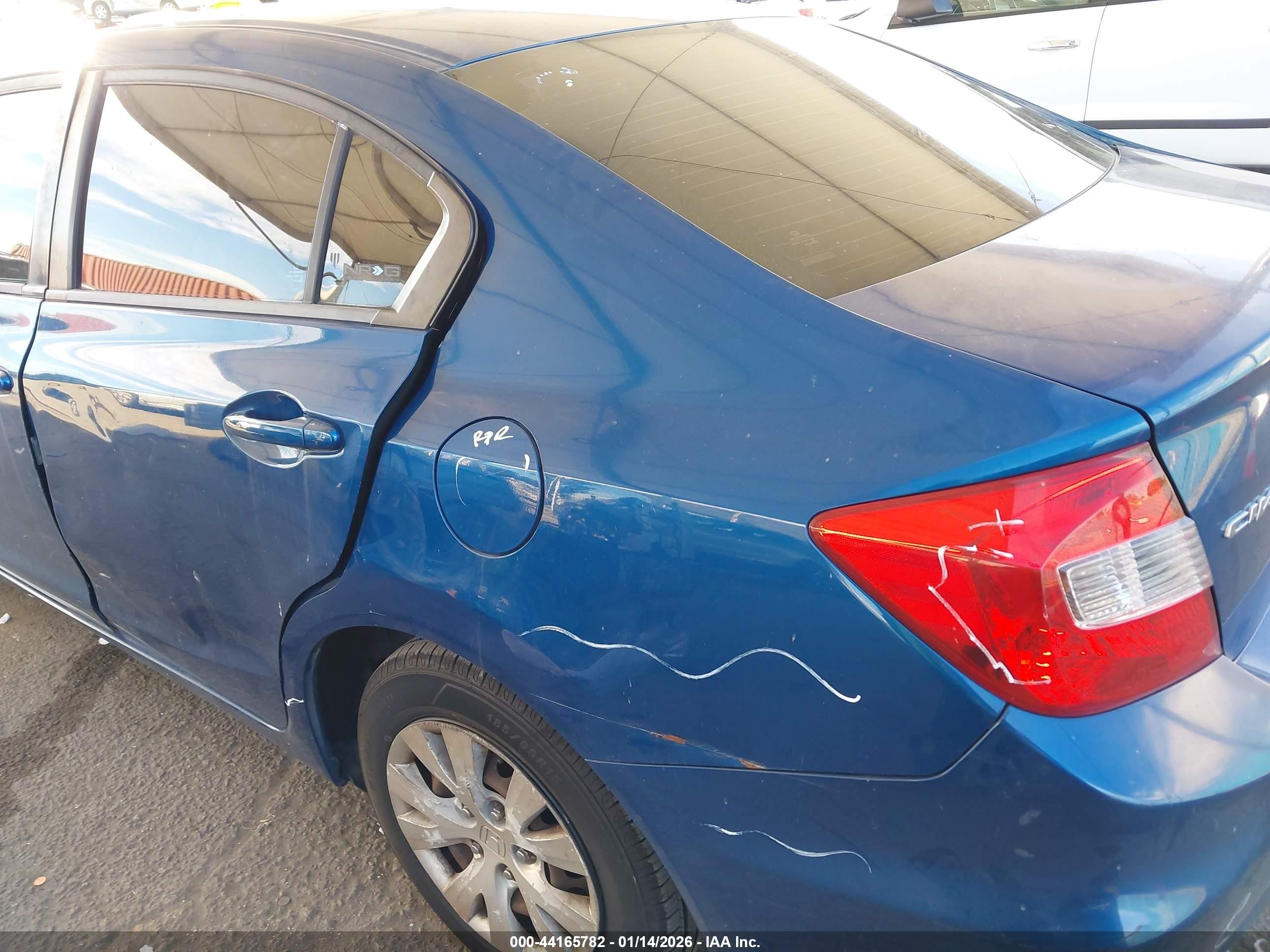 2012 Honda Civic Lx Blue vin: 19XFB2F52CE345528