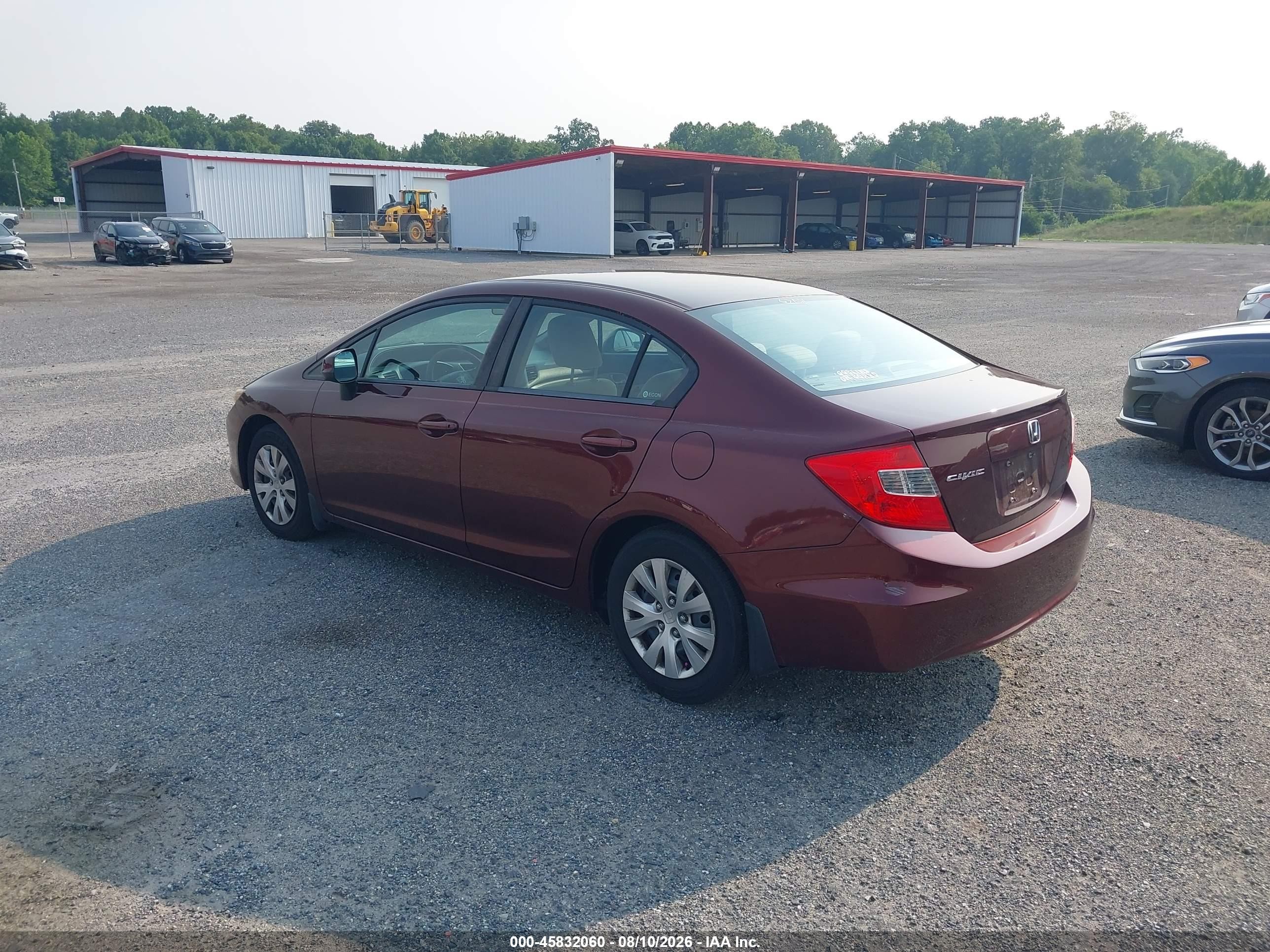 2012 Honda Civic Lx Maroon vin: 19XFB2F52CE350616