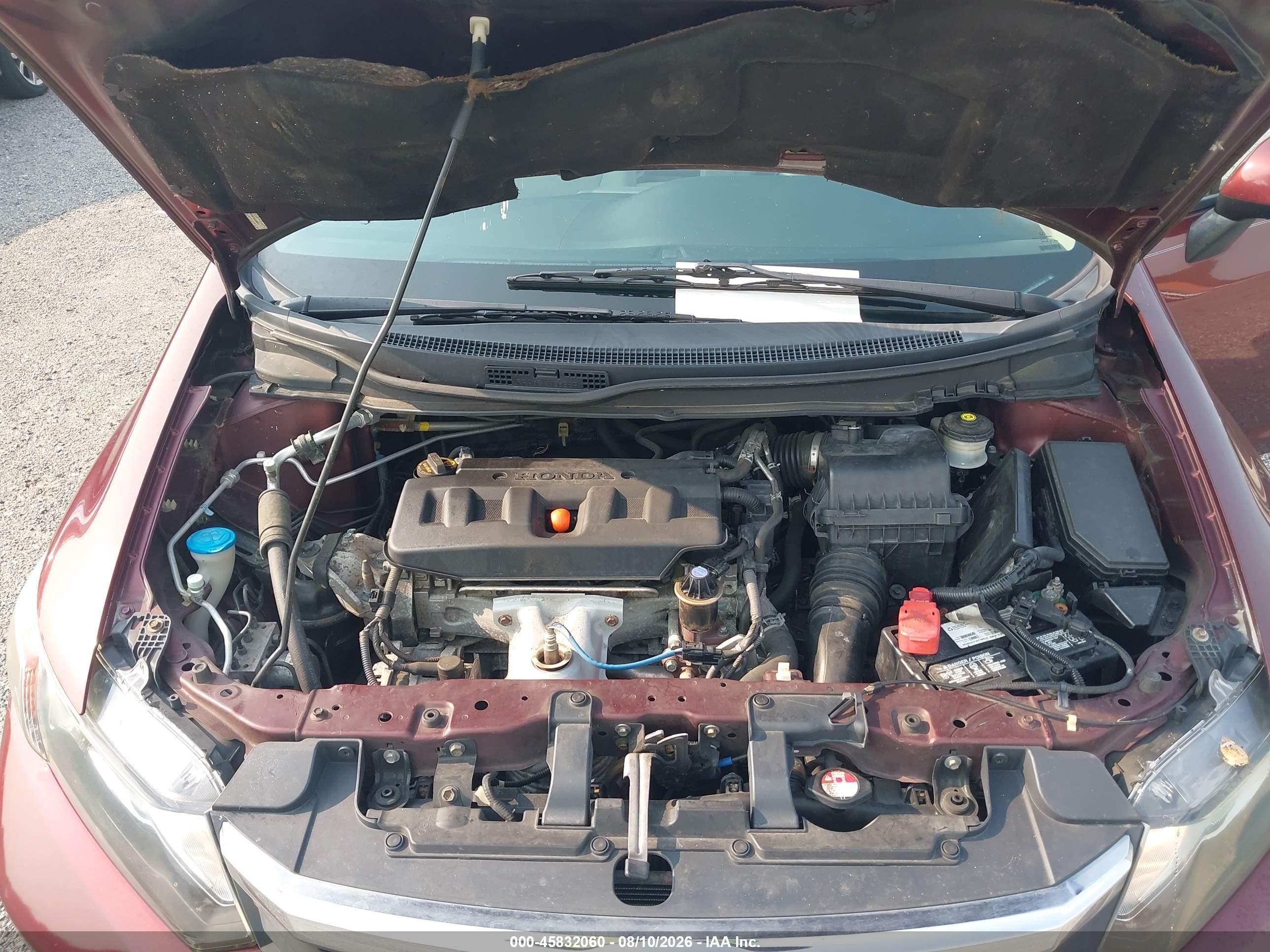 2012 Honda Civic Lx Maroon vin: 19XFB2F52CE350616