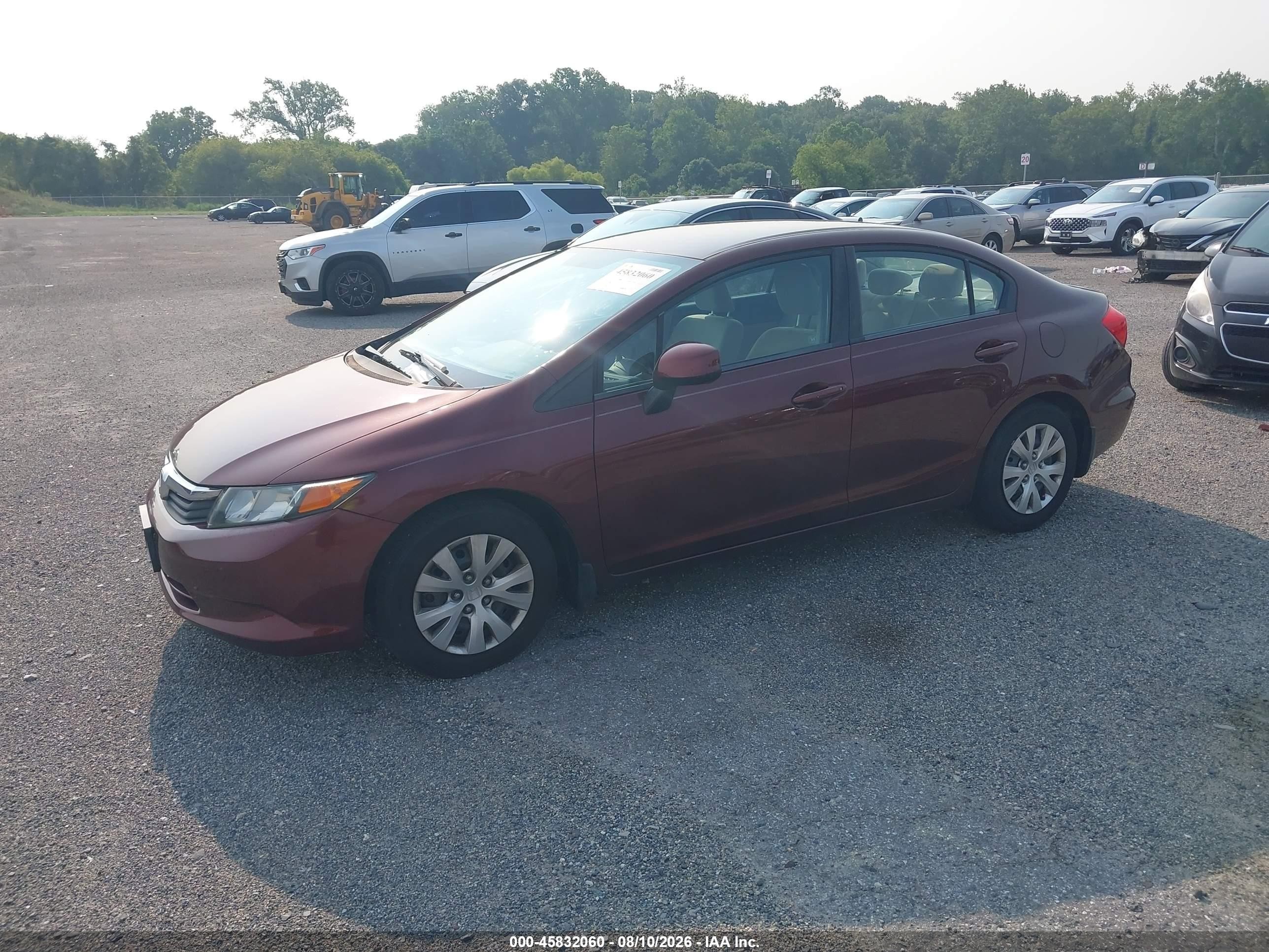 2012 Honda Civic Lx Maroon vin: 19XFB2F52CE350616