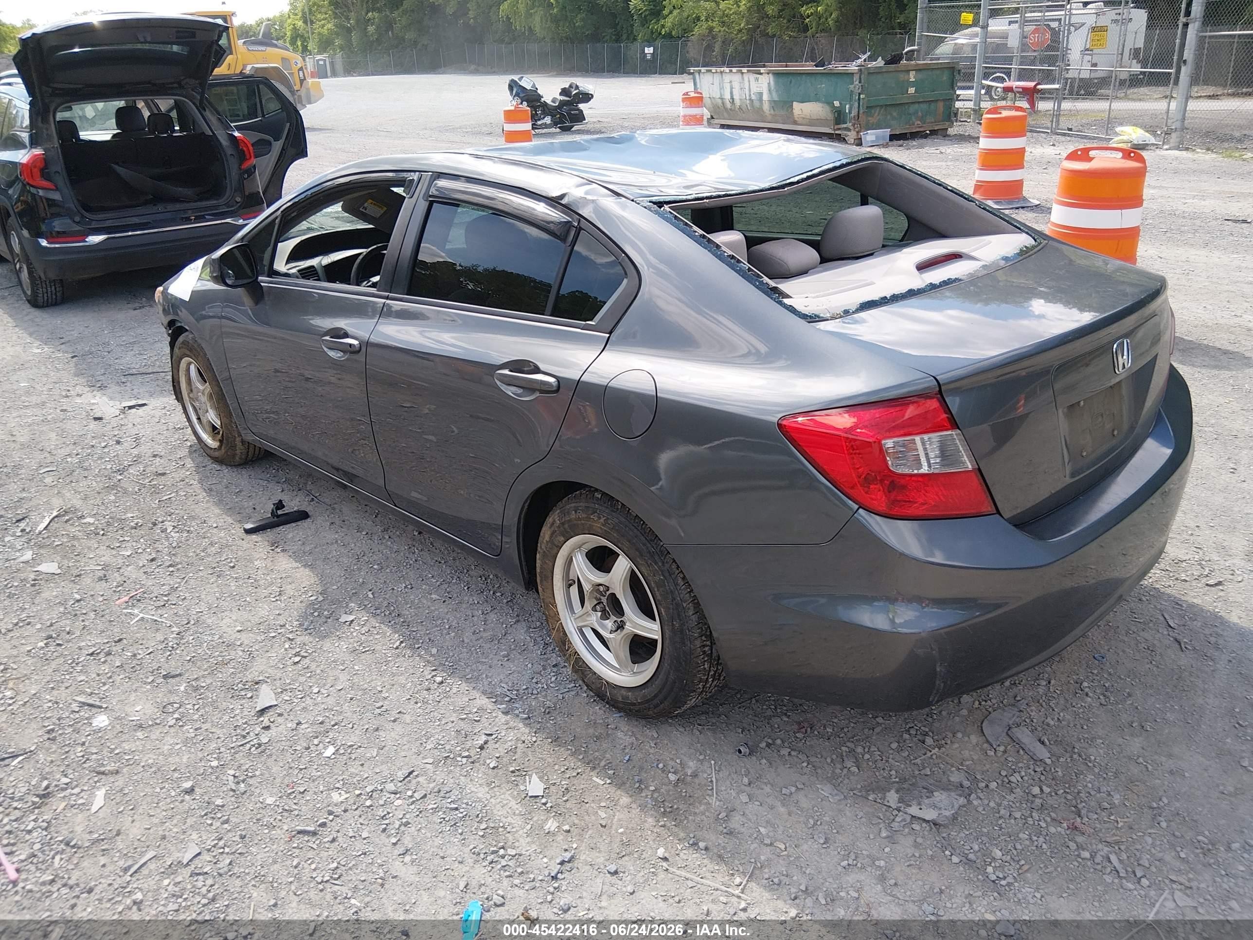 2012 Honda Civic Lx Gray vin: 19XFB2F52CE350678