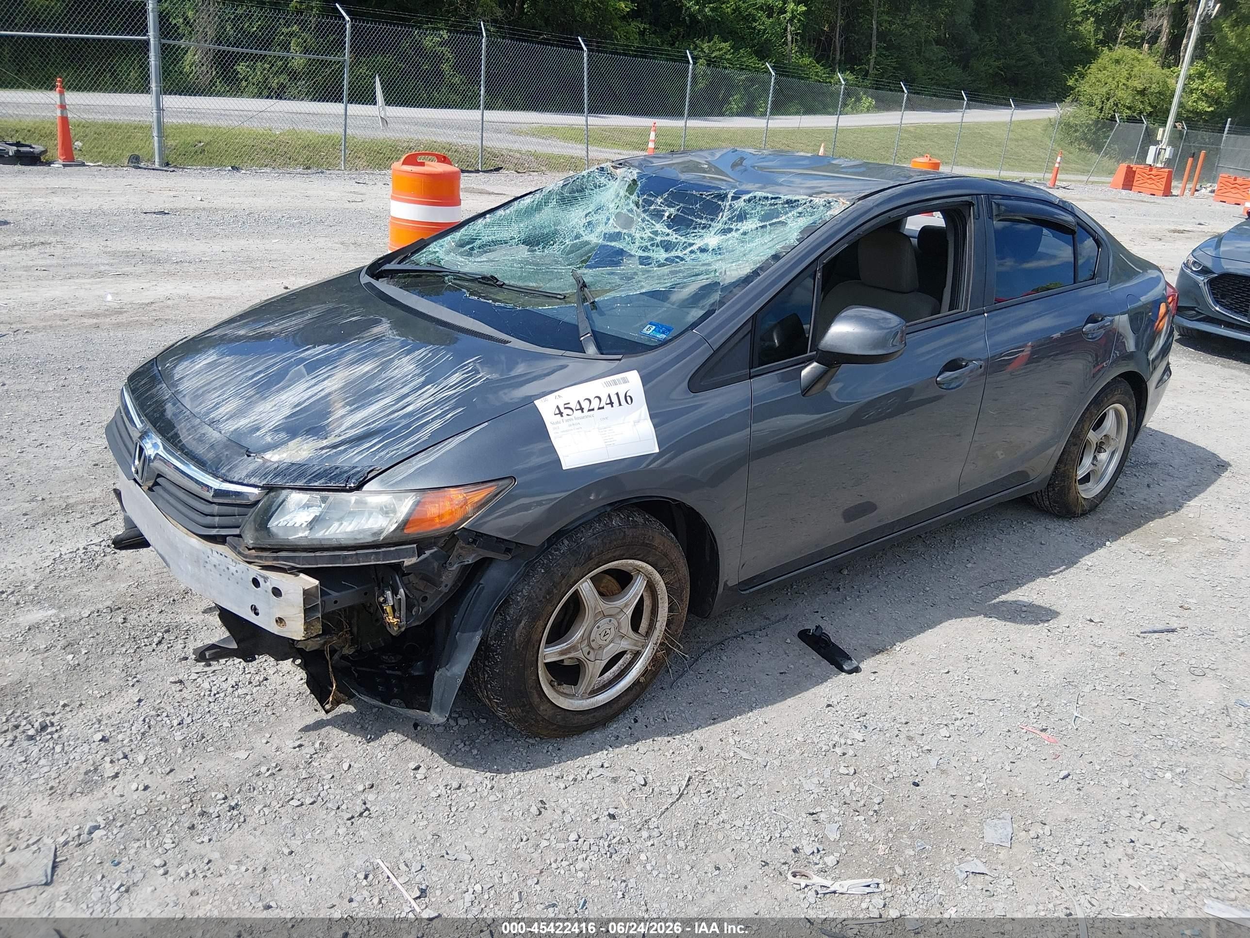 2012 Honda Civic Lx Gray vin: 19XFB2F52CE350678