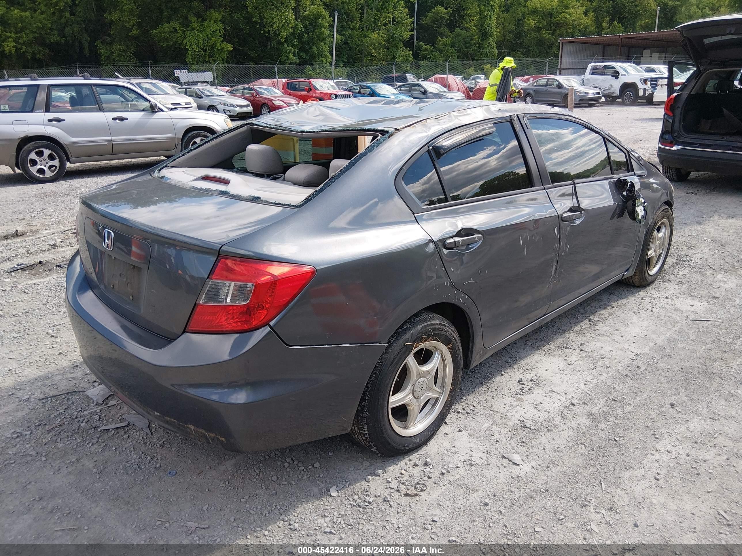 2012 Honda Civic Lx Gray vin: 19XFB2F52CE350678