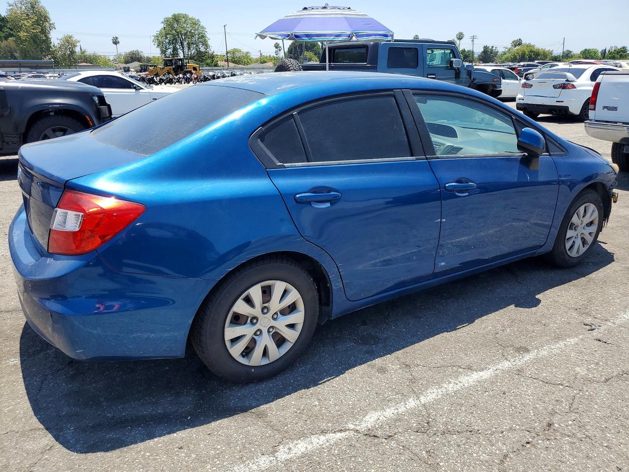 2012 Honda Civic Lx Blue vin: 19XFB2F52CE351877
