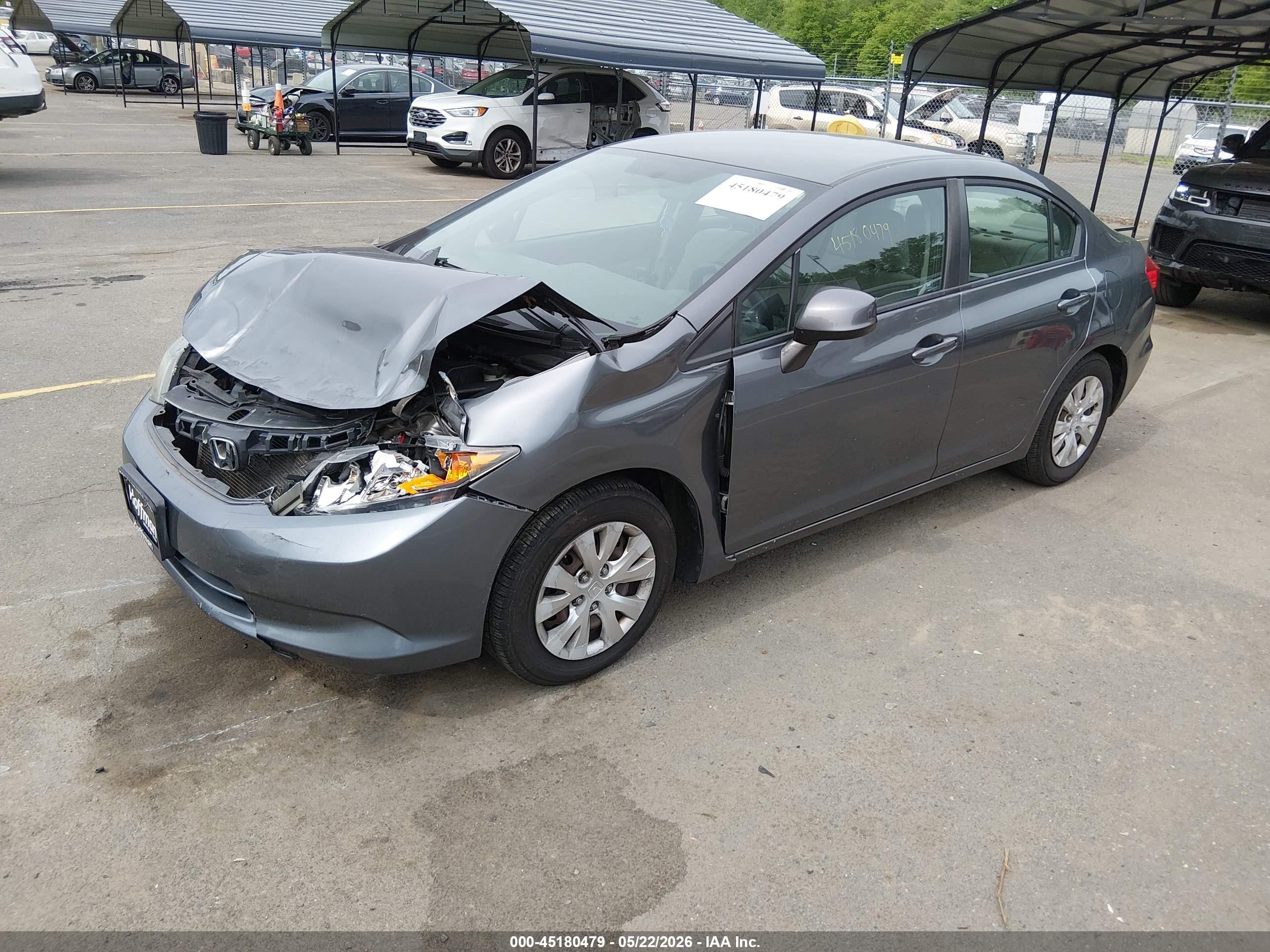 2012 Honda Civic Lx Серый vin: 19XFB2F52CE352642