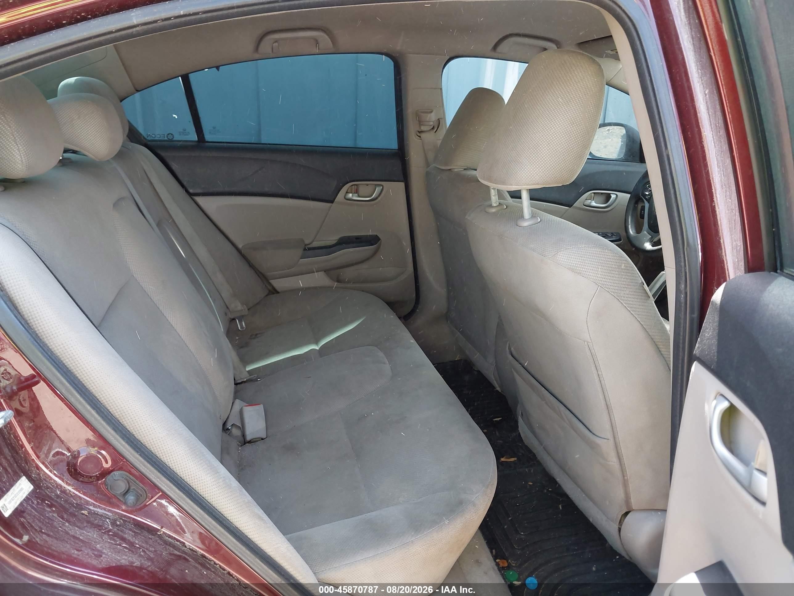 2012 Honda Civic Lx Бордовый vin: 19XFB2F52CE355685