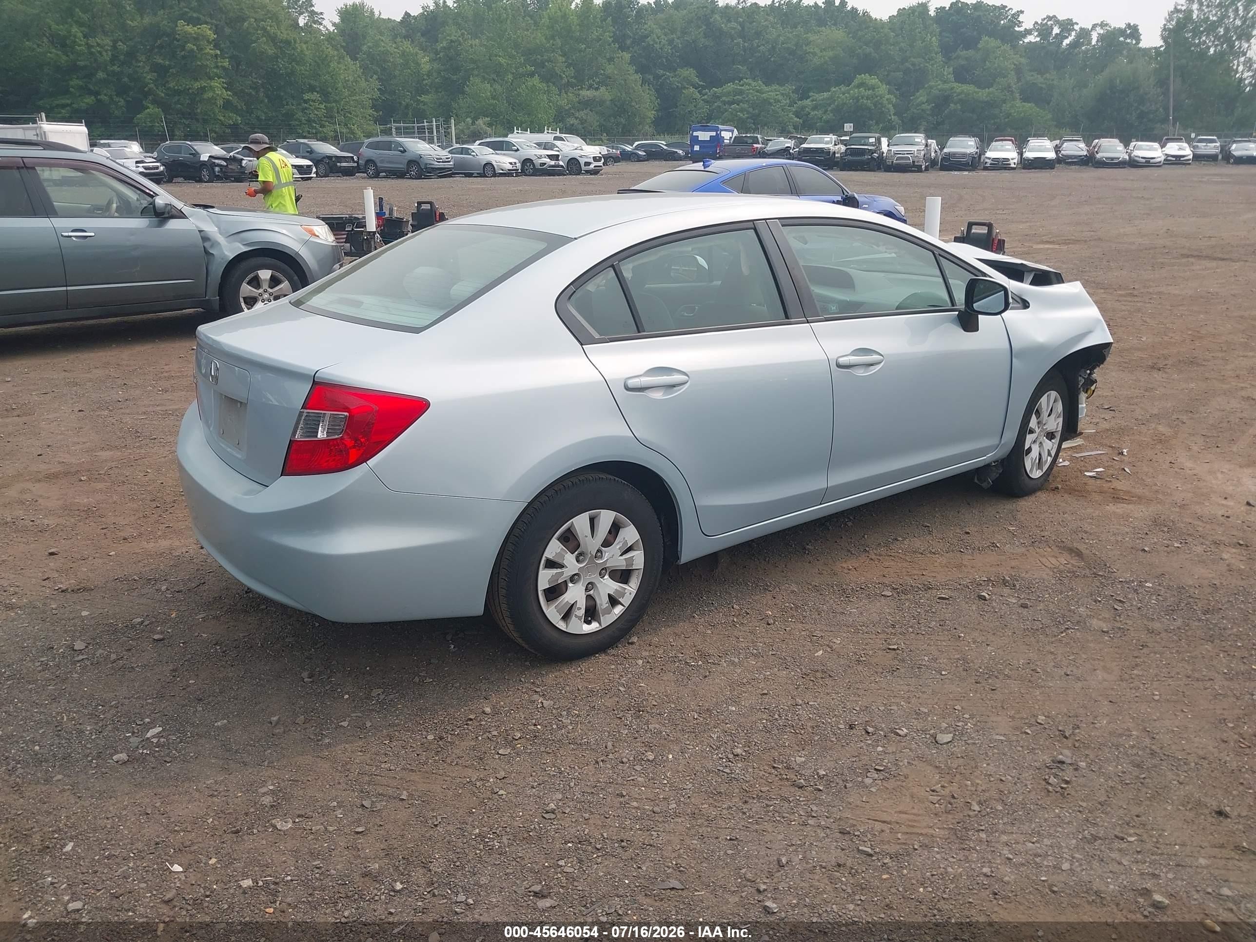 2012 Honda Civic Lx Light Blue vin: 19XFB2F52CE361647