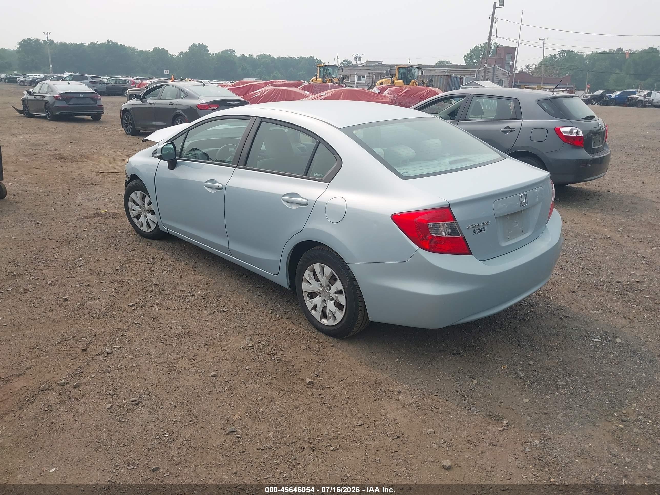2012 Honda Civic Lx Light Blue vin: 19XFB2F52CE361647