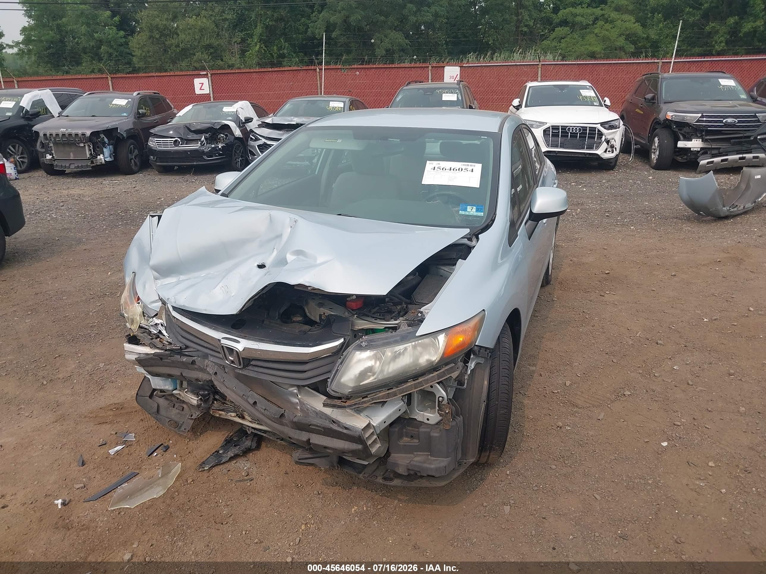 2012 Honda Civic Lx Light Blue vin: 19XFB2F52CE361647