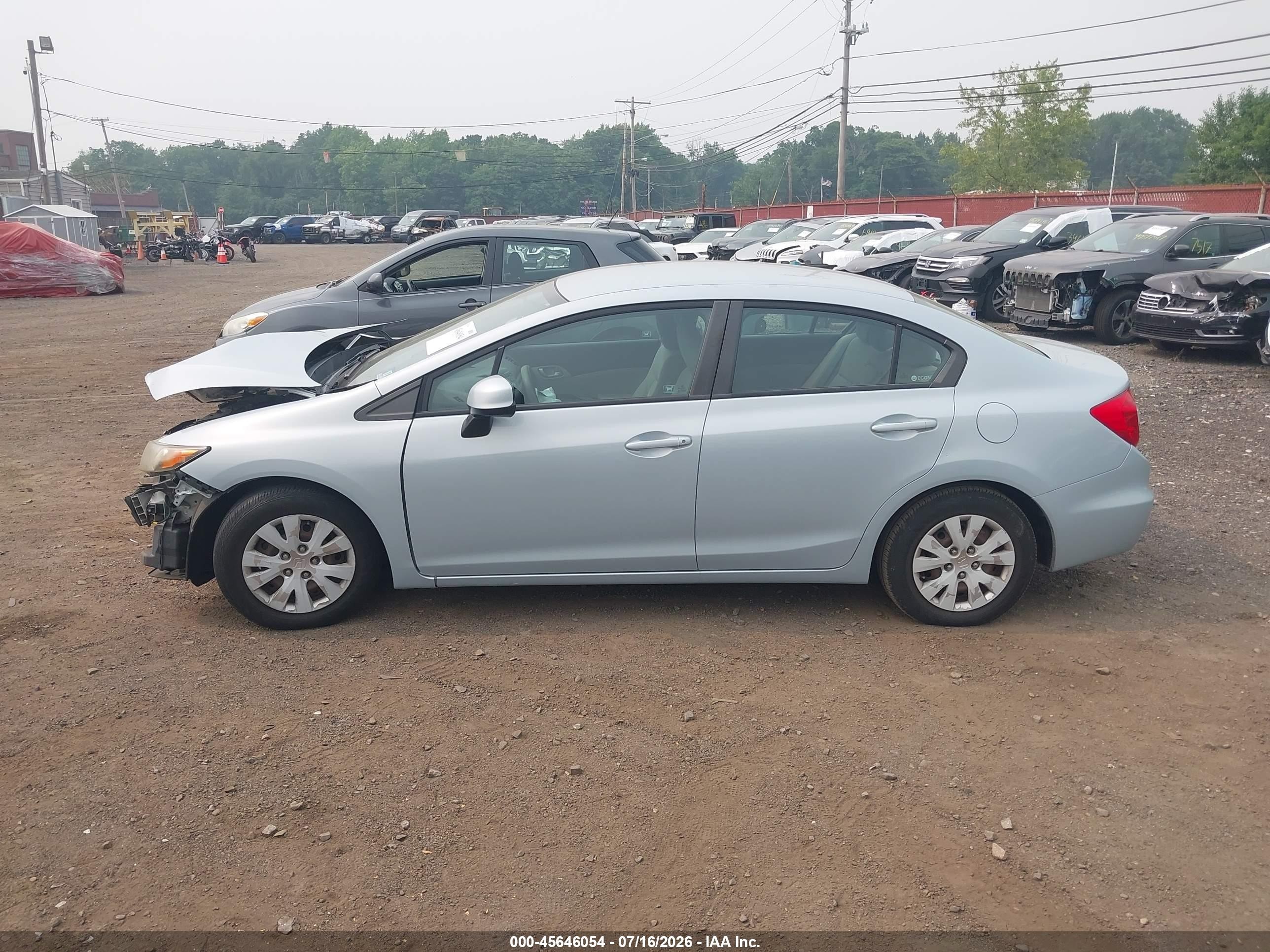 2012 Honda Civic Lx Light Blue vin: 19XFB2F52CE361647