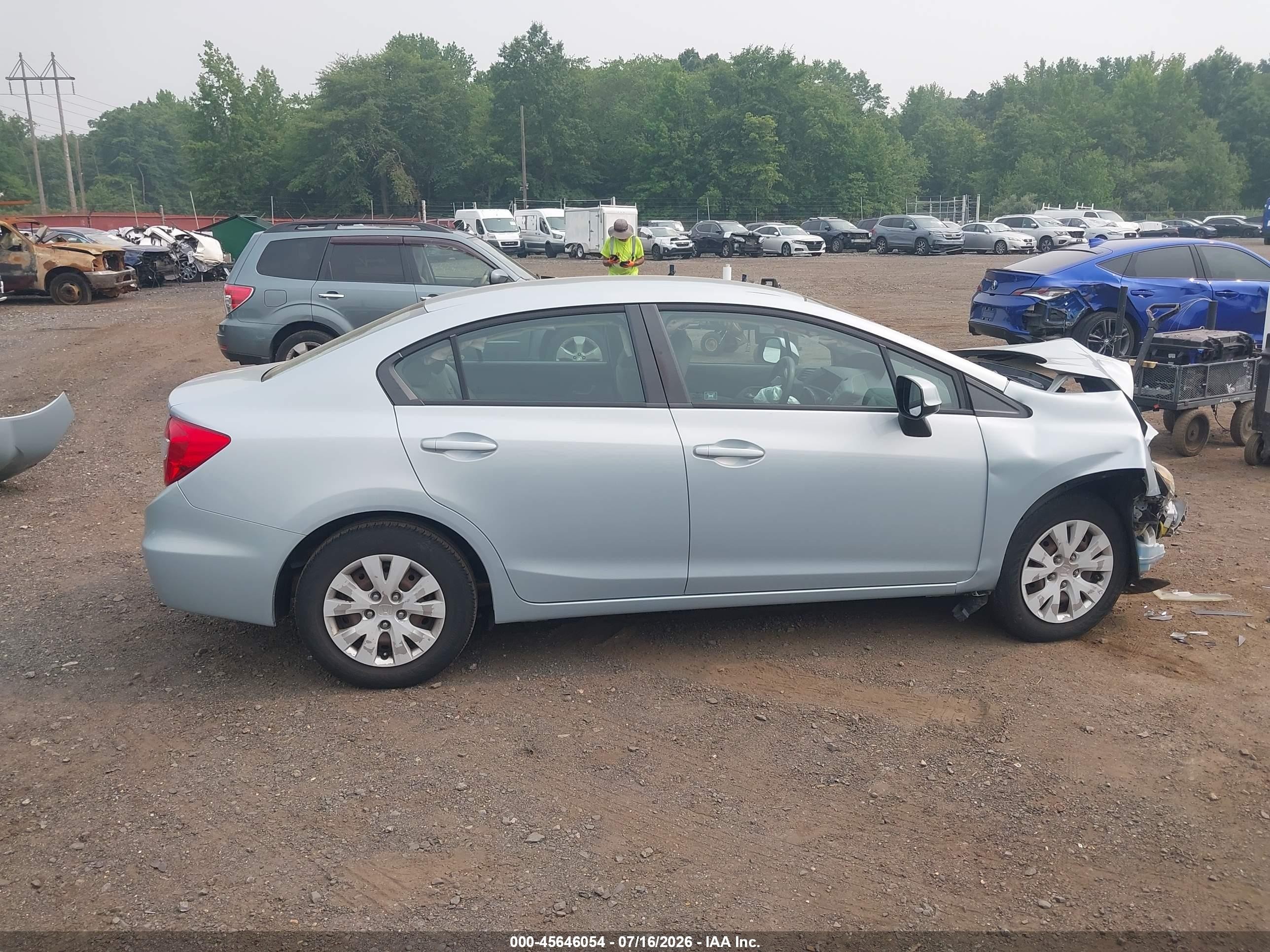 2012 Honda Civic Lx Light Blue vin: 19XFB2F52CE361647
