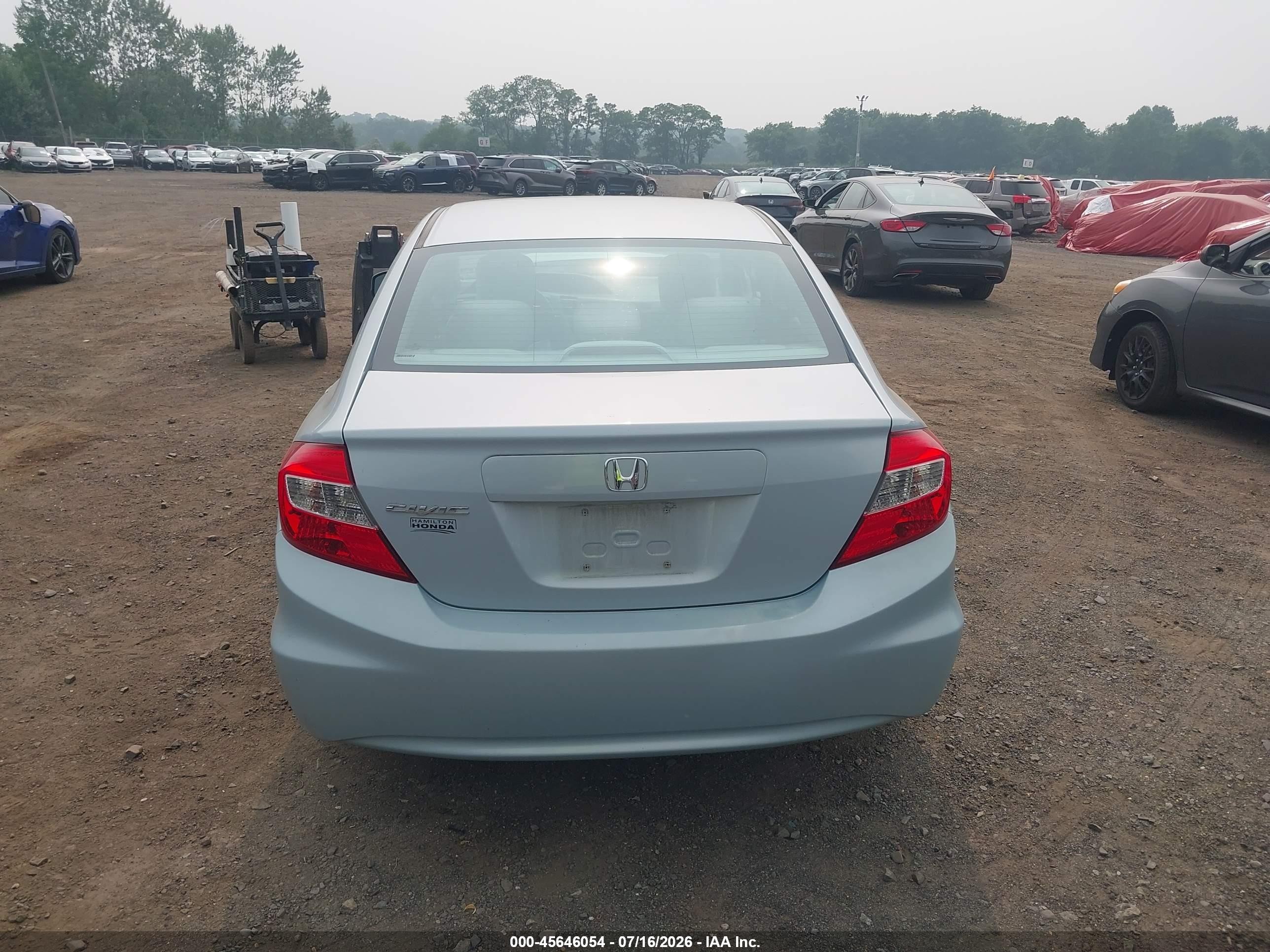 2012 Honda Civic Lx Light Blue vin: 19XFB2F52CE361647