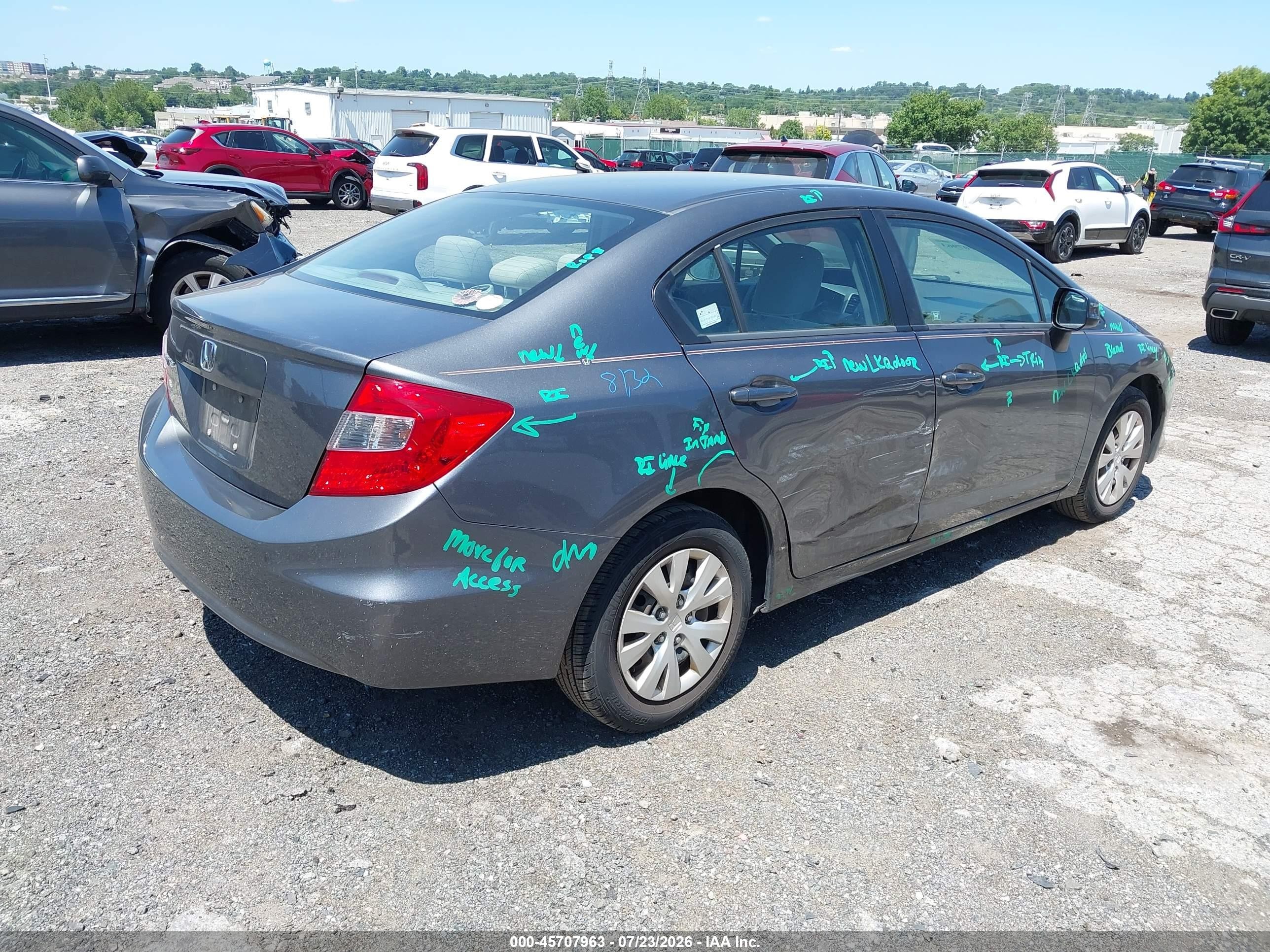 2012 Honda Civic Lx Серый vin: 19XFB2F52CE361843