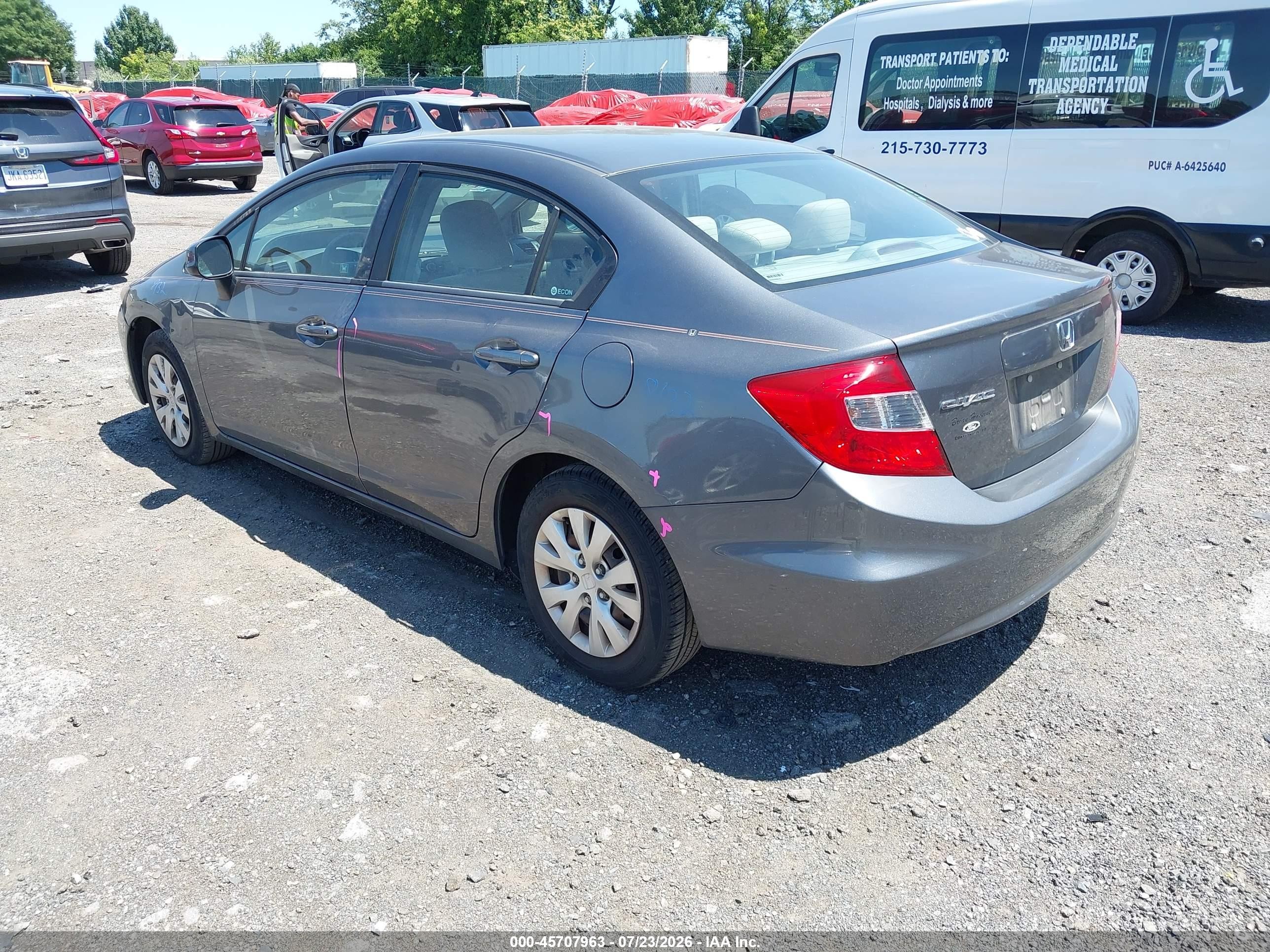 2012 Honda Civic Lx Серый vin: 19XFB2F52CE361843