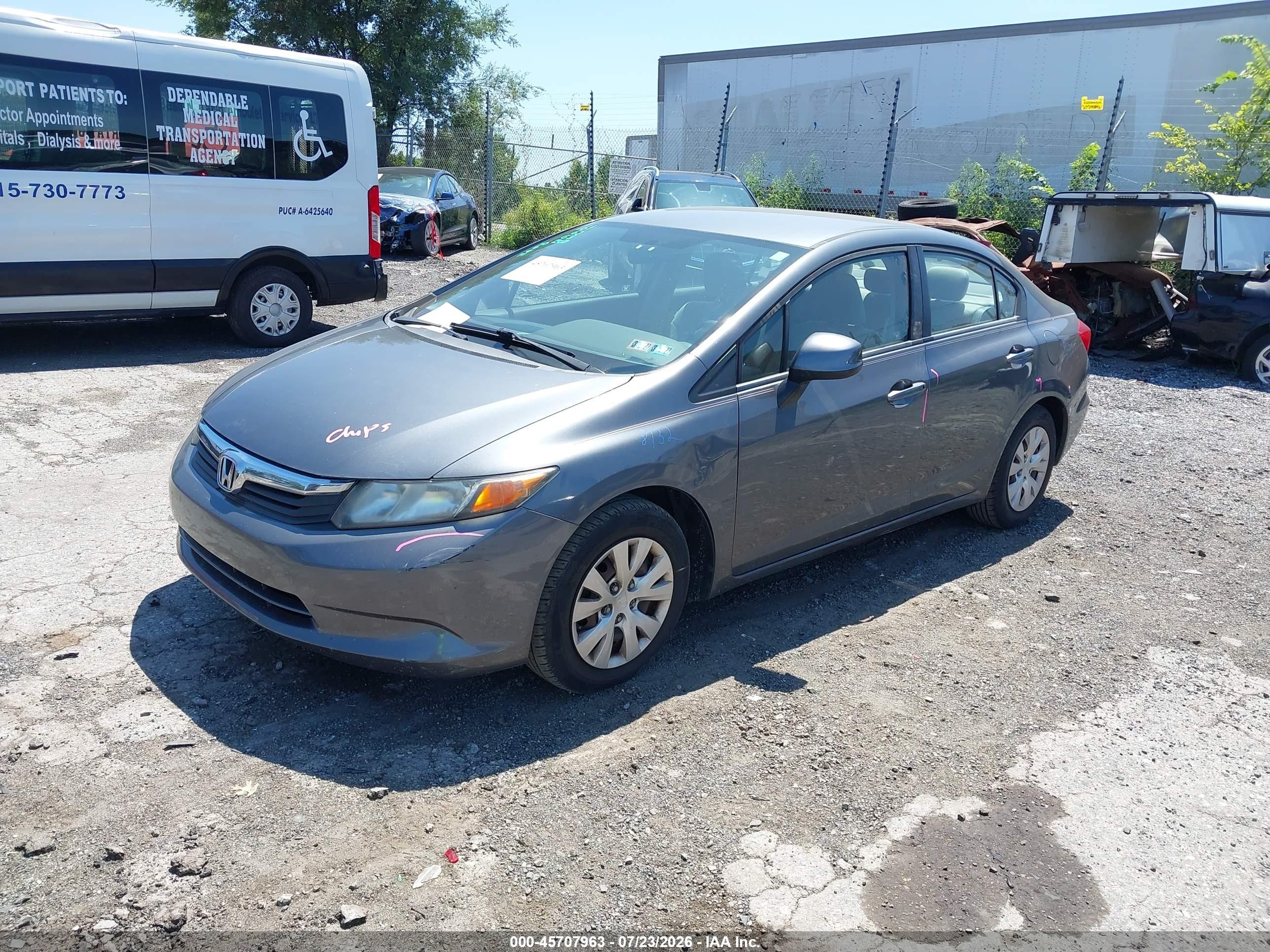 2012 Honda Civic Lx Серый vin: 19XFB2F52CE361843