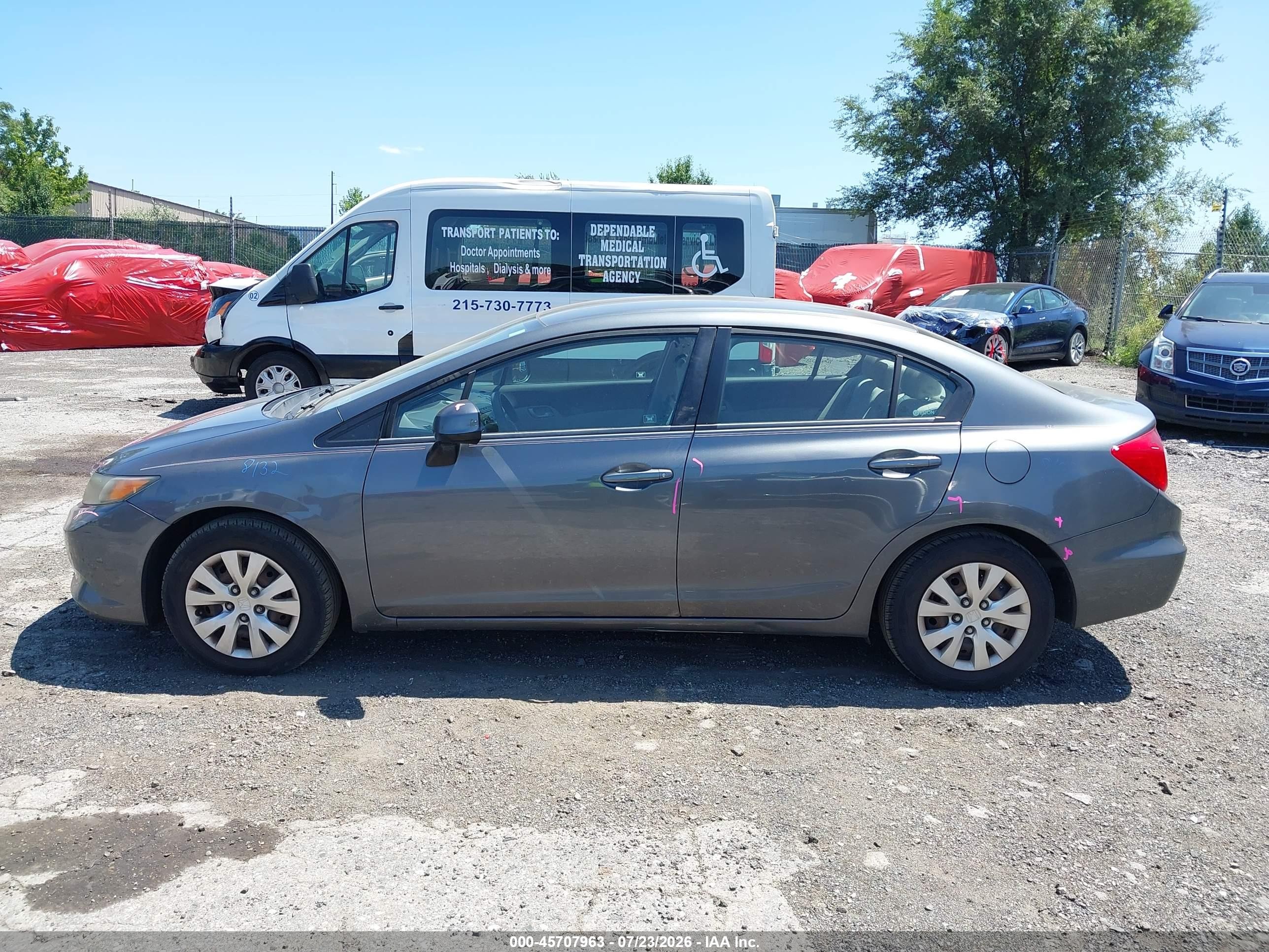 2012 Honda Civic Lx Серый vin: 19XFB2F52CE361843