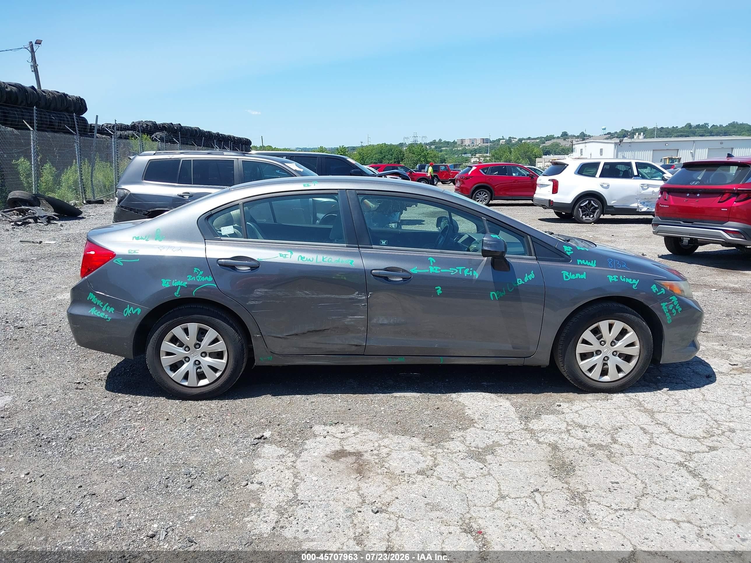 2012 Honda Civic Lx Серый vin: 19XFB2F52CE361843