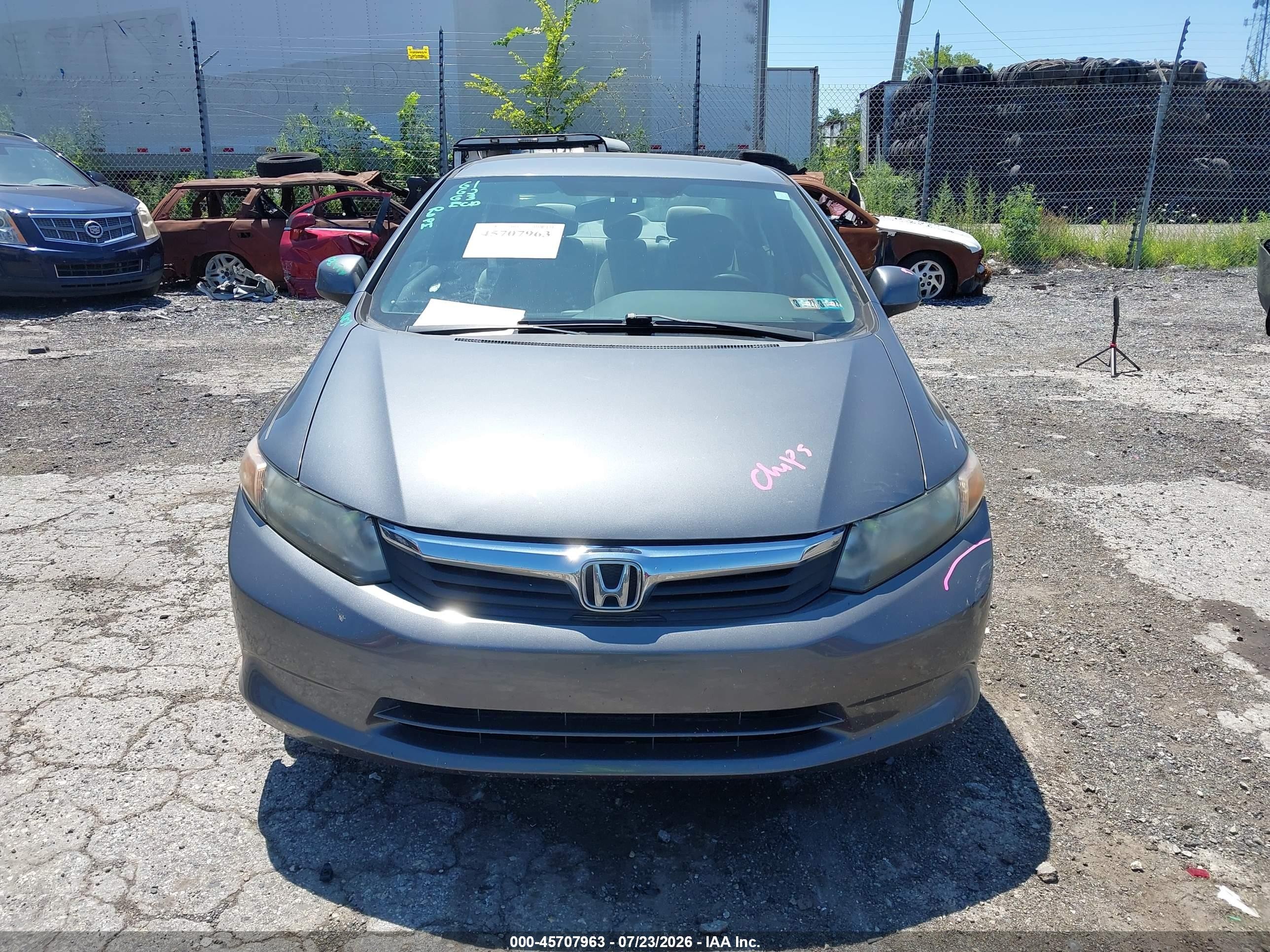 2012 Honda Civic Lx Серый vin: 19XFB2F52CE361843