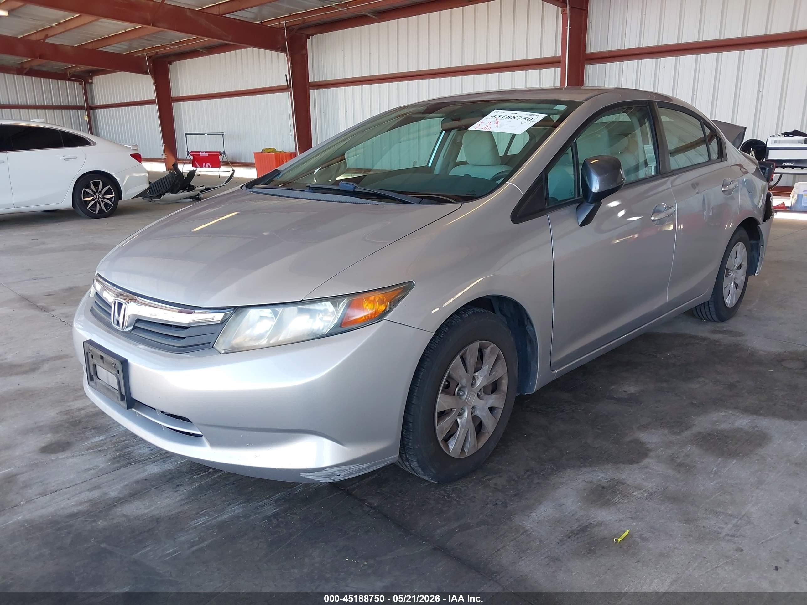 2012 Honda Civic Lx Gray vin: 19XFB2F52CE364368