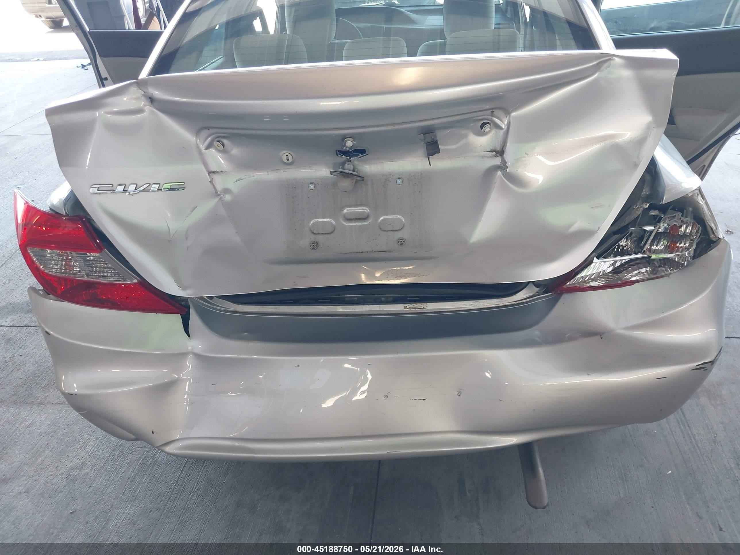 2012 Honda Civic Lx Gray vin: 19XFB2F52CE364368