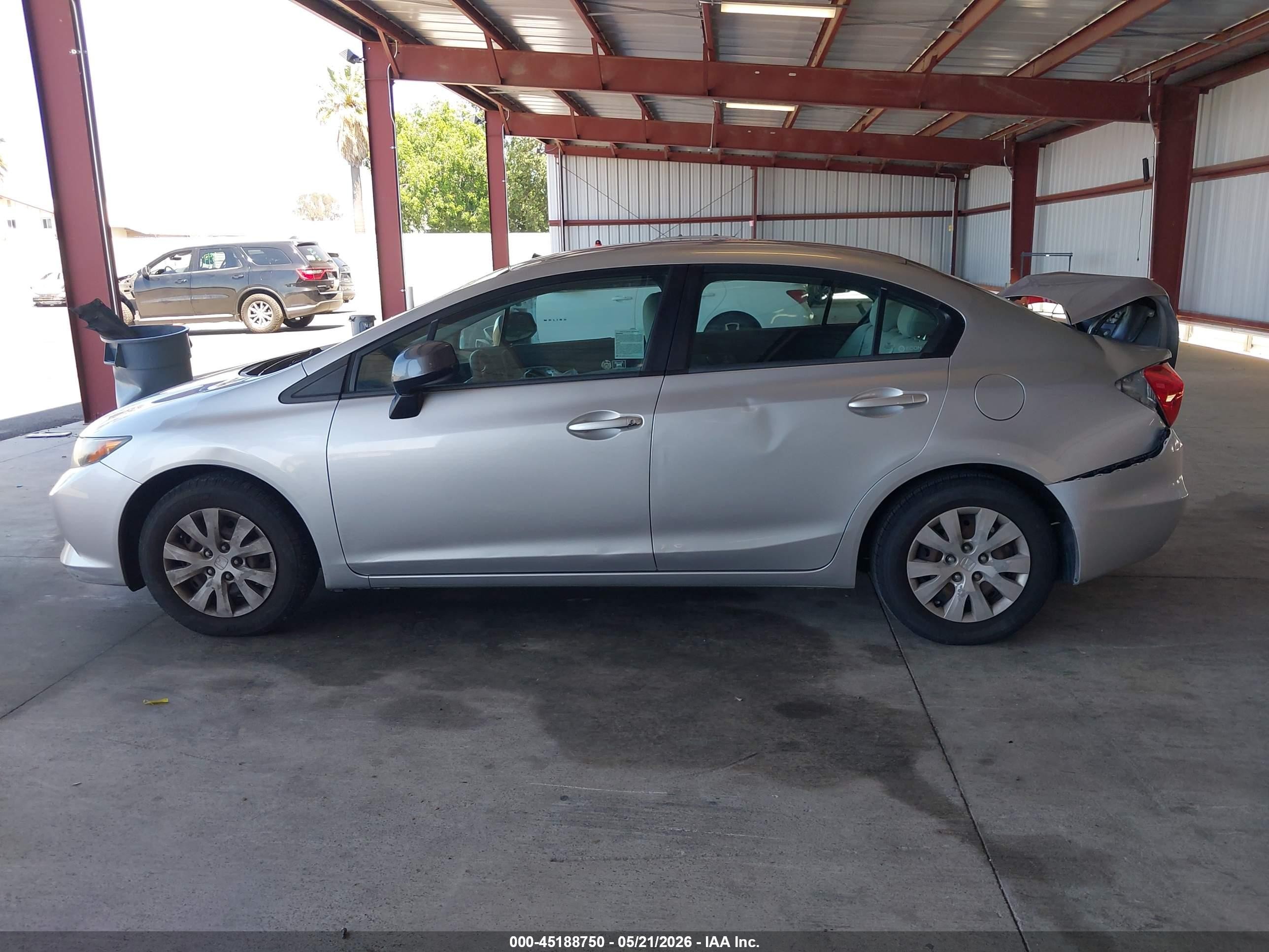 2012 Honda Civic Lx Gray vin: 19XFB2F52CE364368