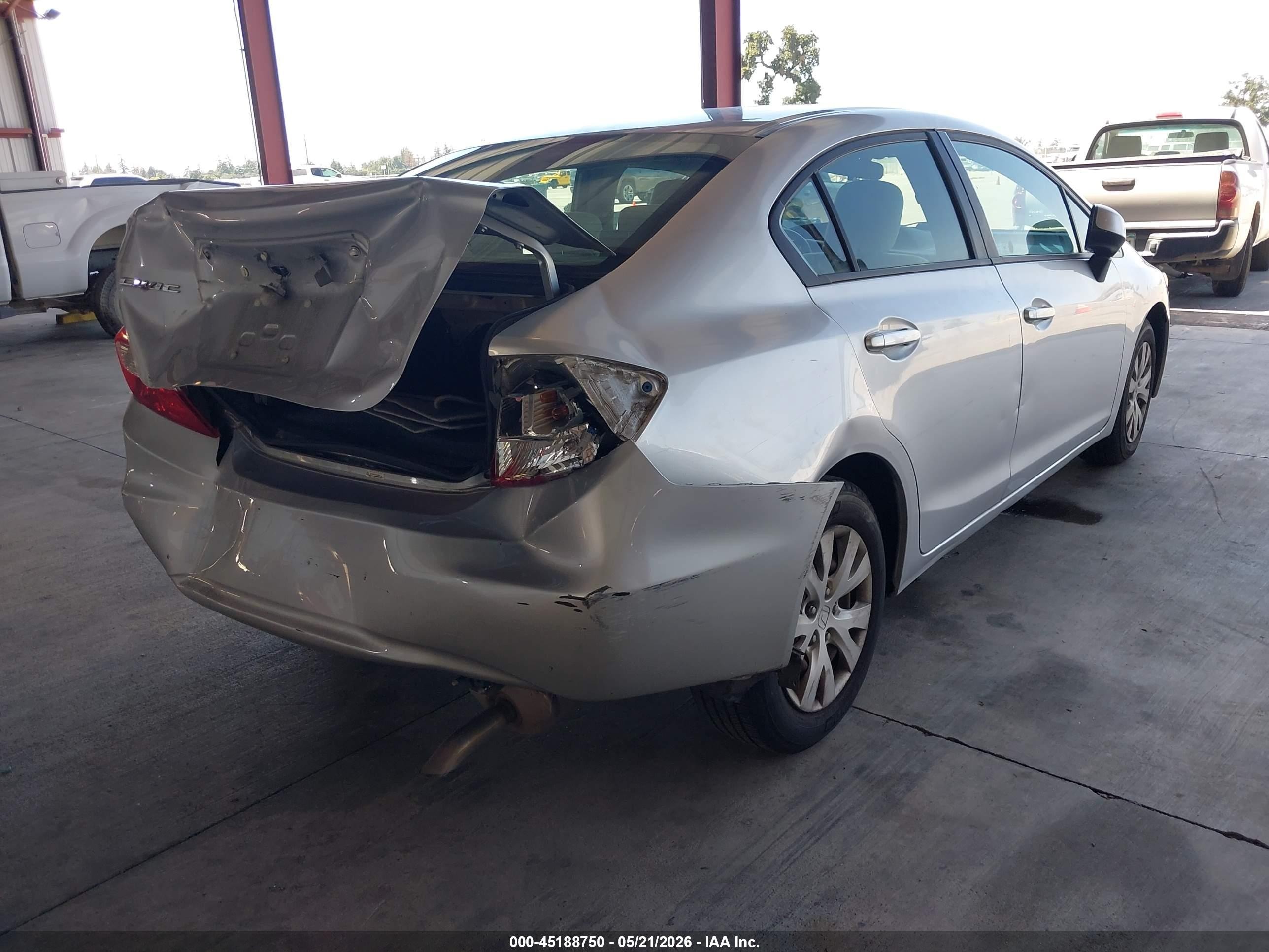 2012 Honda Civic Lx Gray vin: 19XFB2F52CE364368
