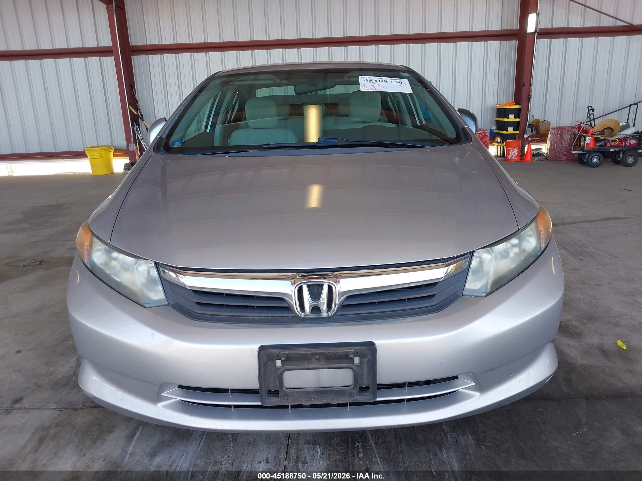 2012 Honda Civic Lx Gray vin: 19XFB2F52CE364368