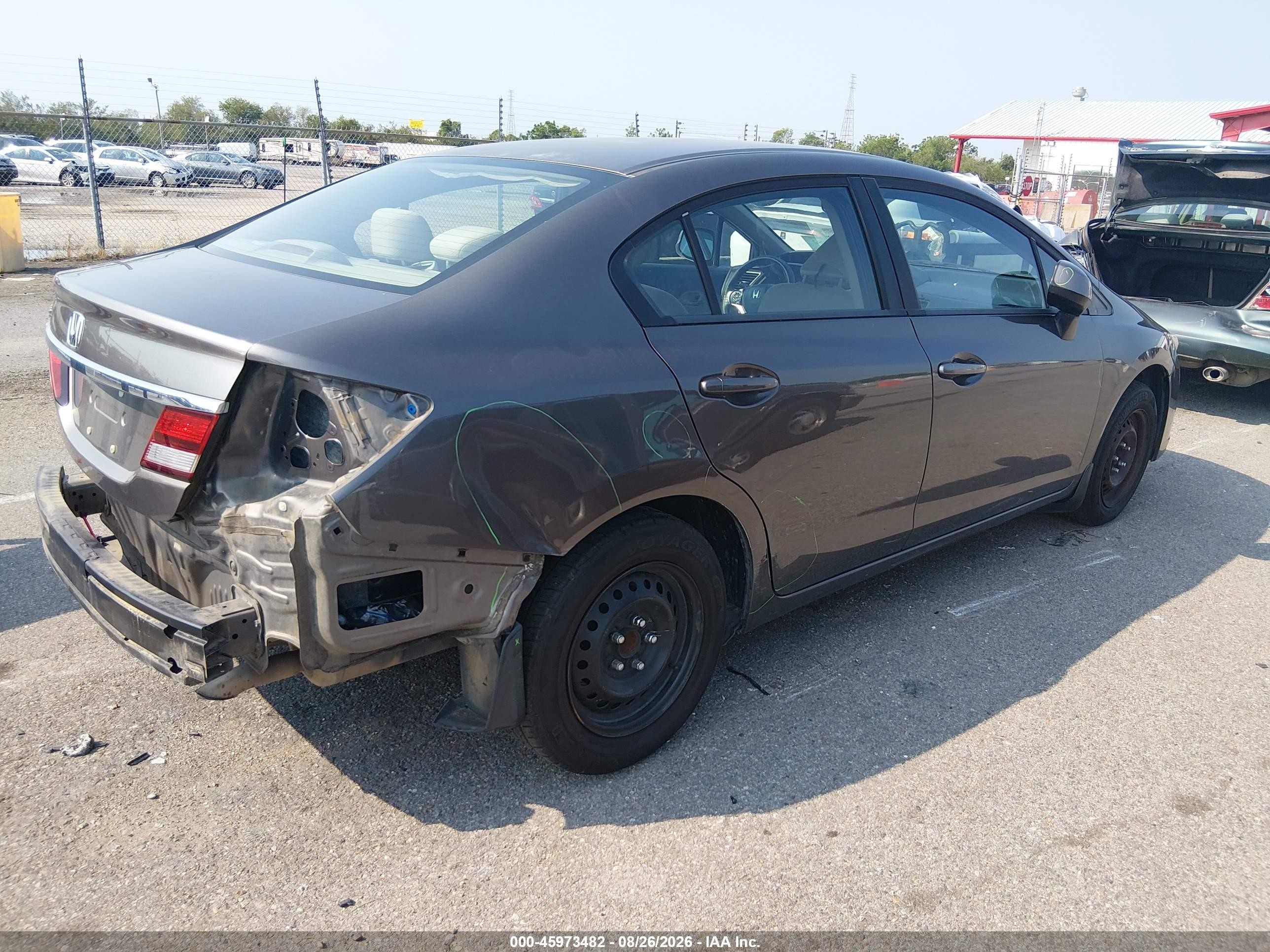 2013 Honda Civic Lx Gray vin: 19XFB2F52DE020752