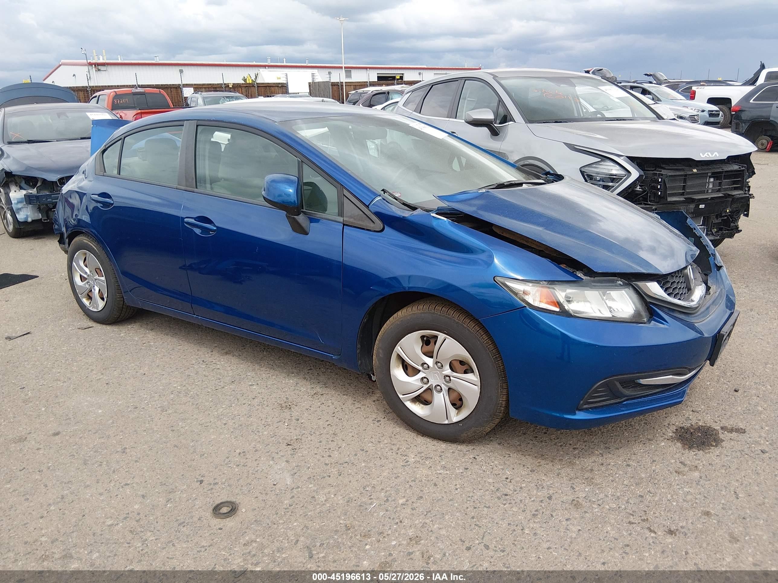2013 Honda Civic Lx Blue vin: 19XFB2F52DE059860