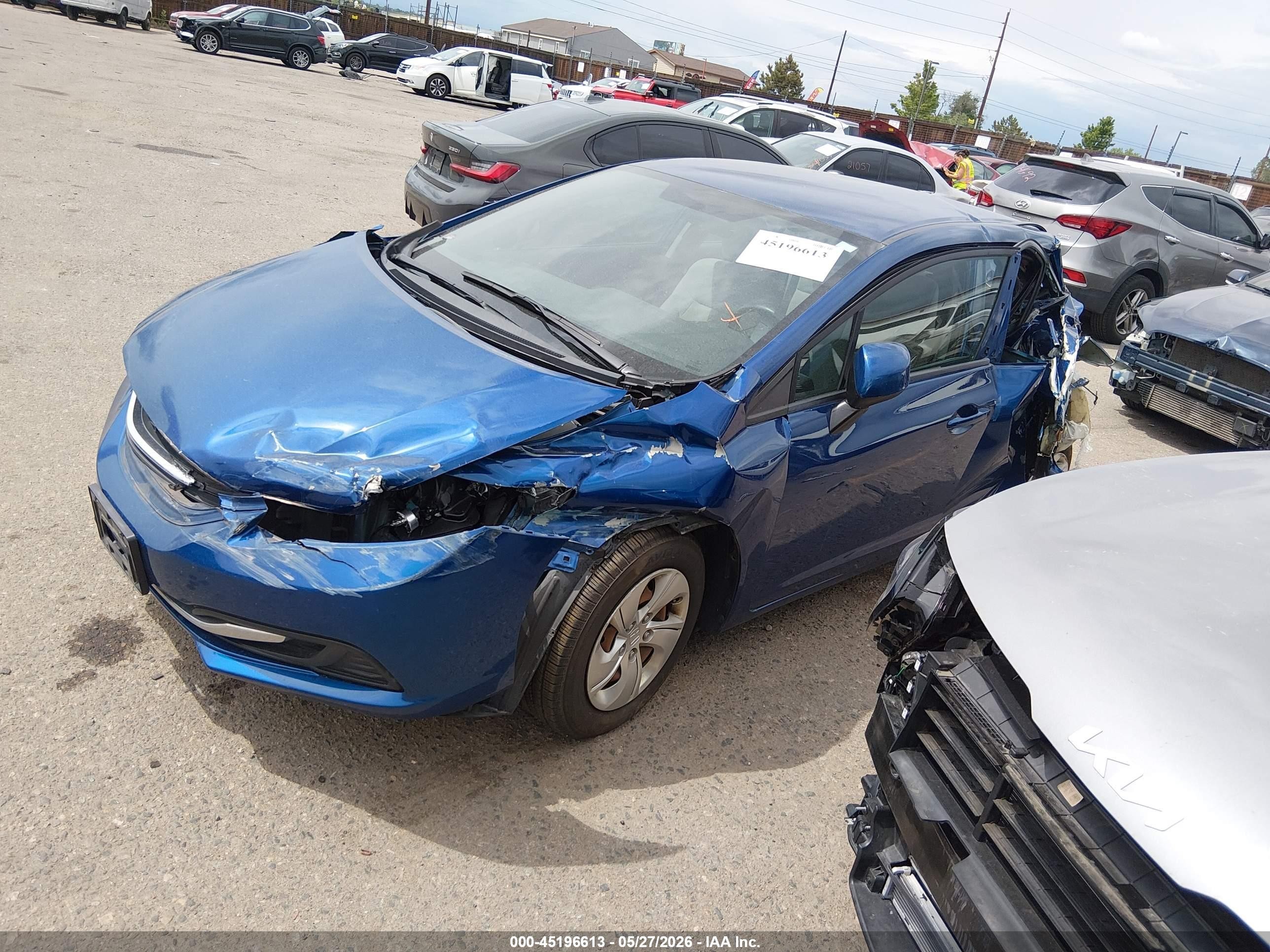 2013 Honda Civic Lx Blue vin: 19XFB2F52DE059860