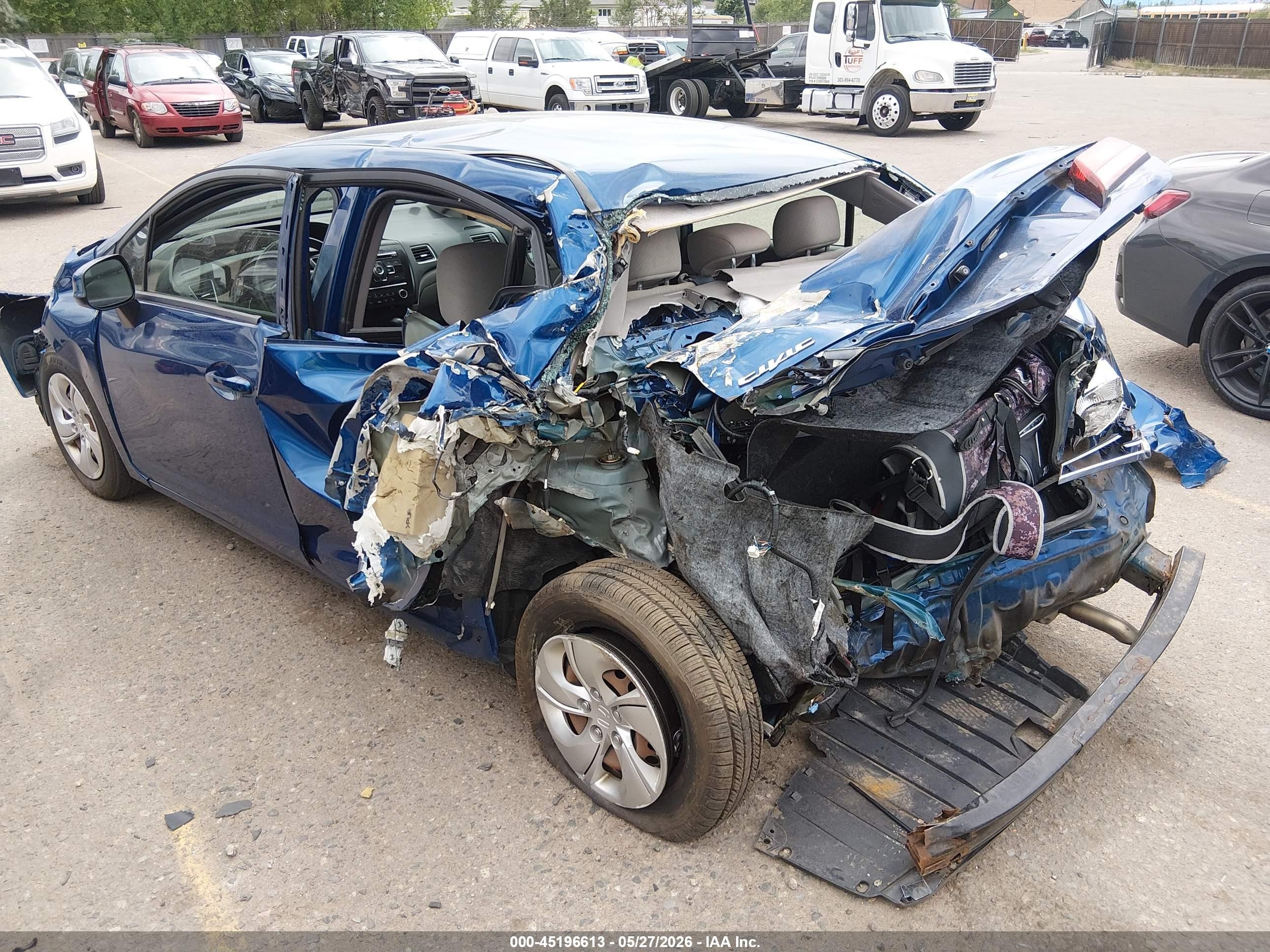 2013 Honda Civic Lx Blue vin: 19XFB2F52DE059860