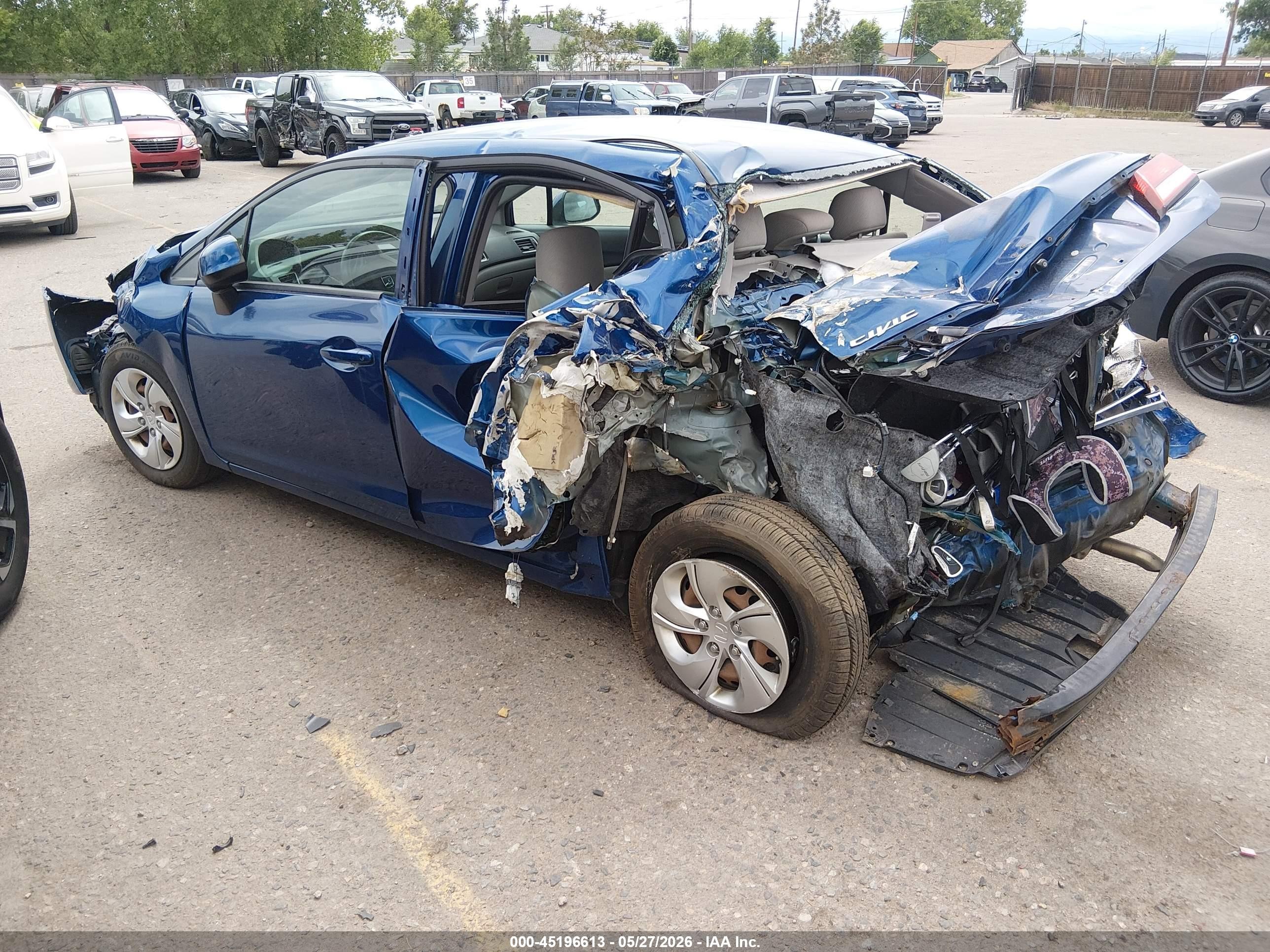2013 Honda Civic Lx Blue vin: 19XFB2F52DE059860