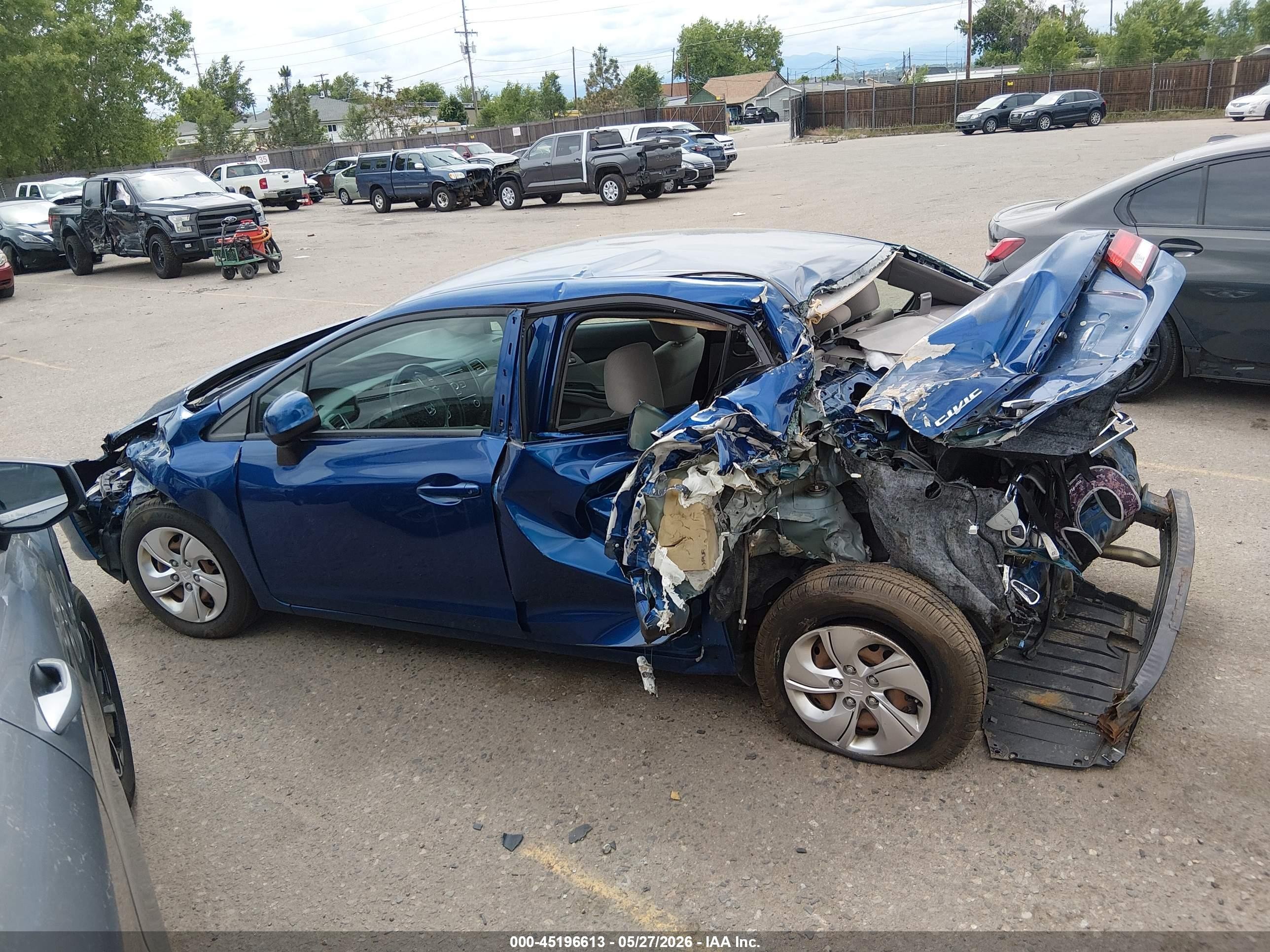 2013 Honda Civic Lx Blue vin: 19XFB2F52DE059860