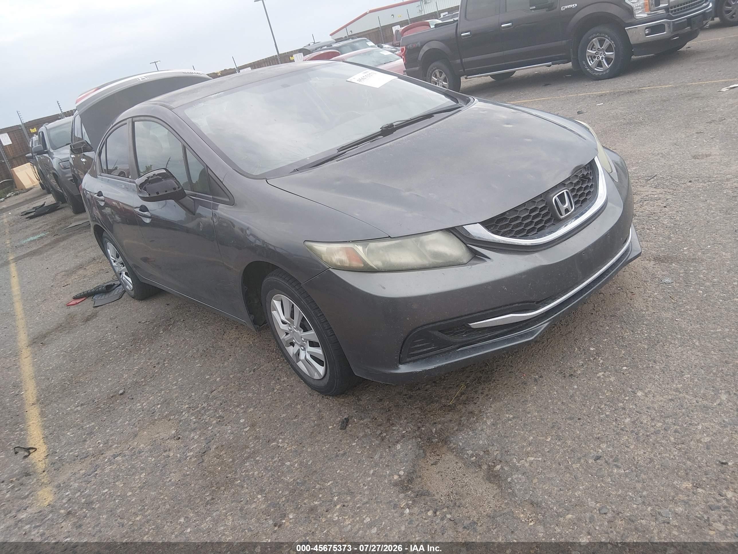 2013 Honda Civic Lx Gray vin: 19XFB2F52DE093412