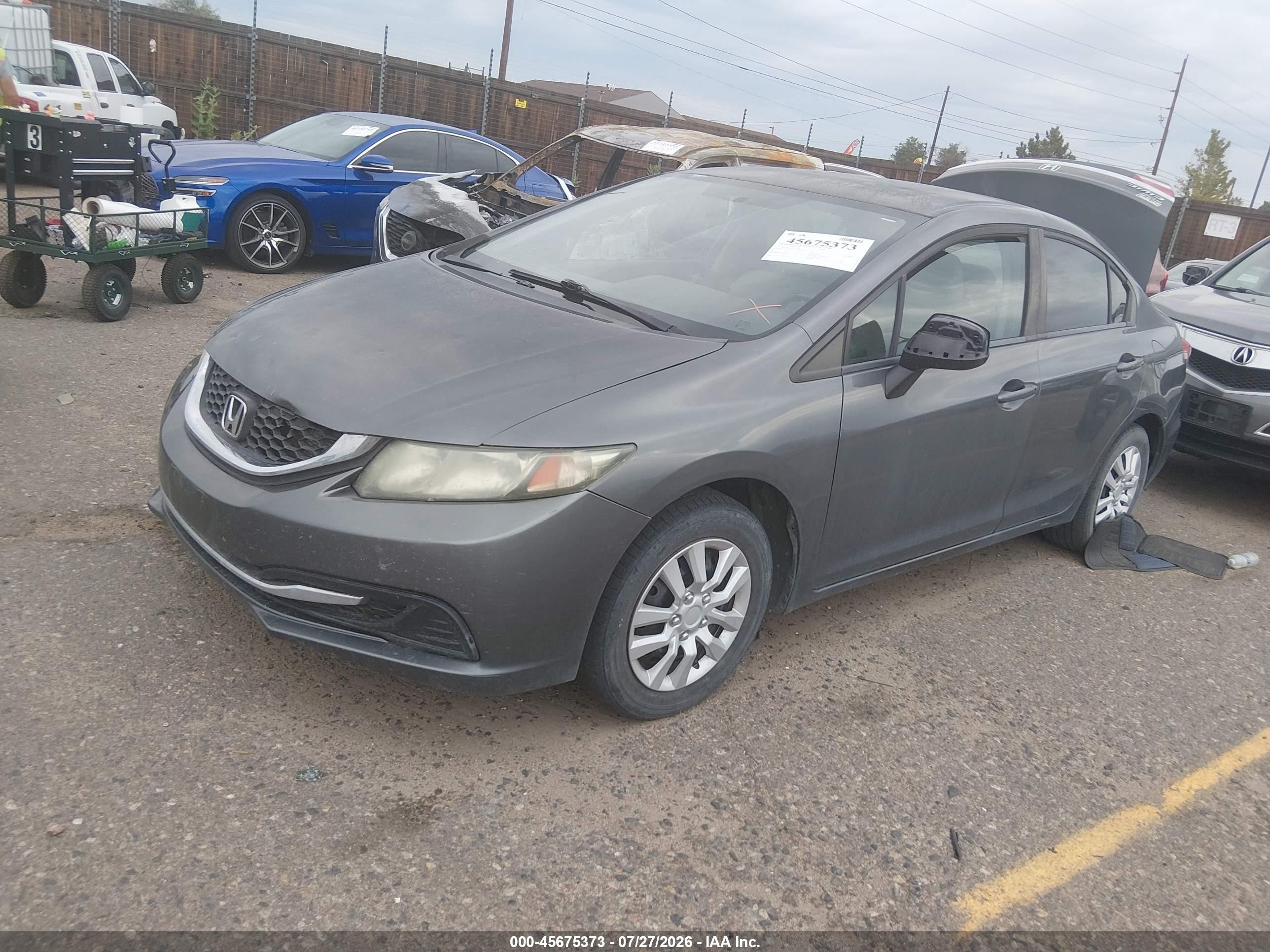 2013 Honda Civic Lx Серый vin: 19XFB2F52DE093412